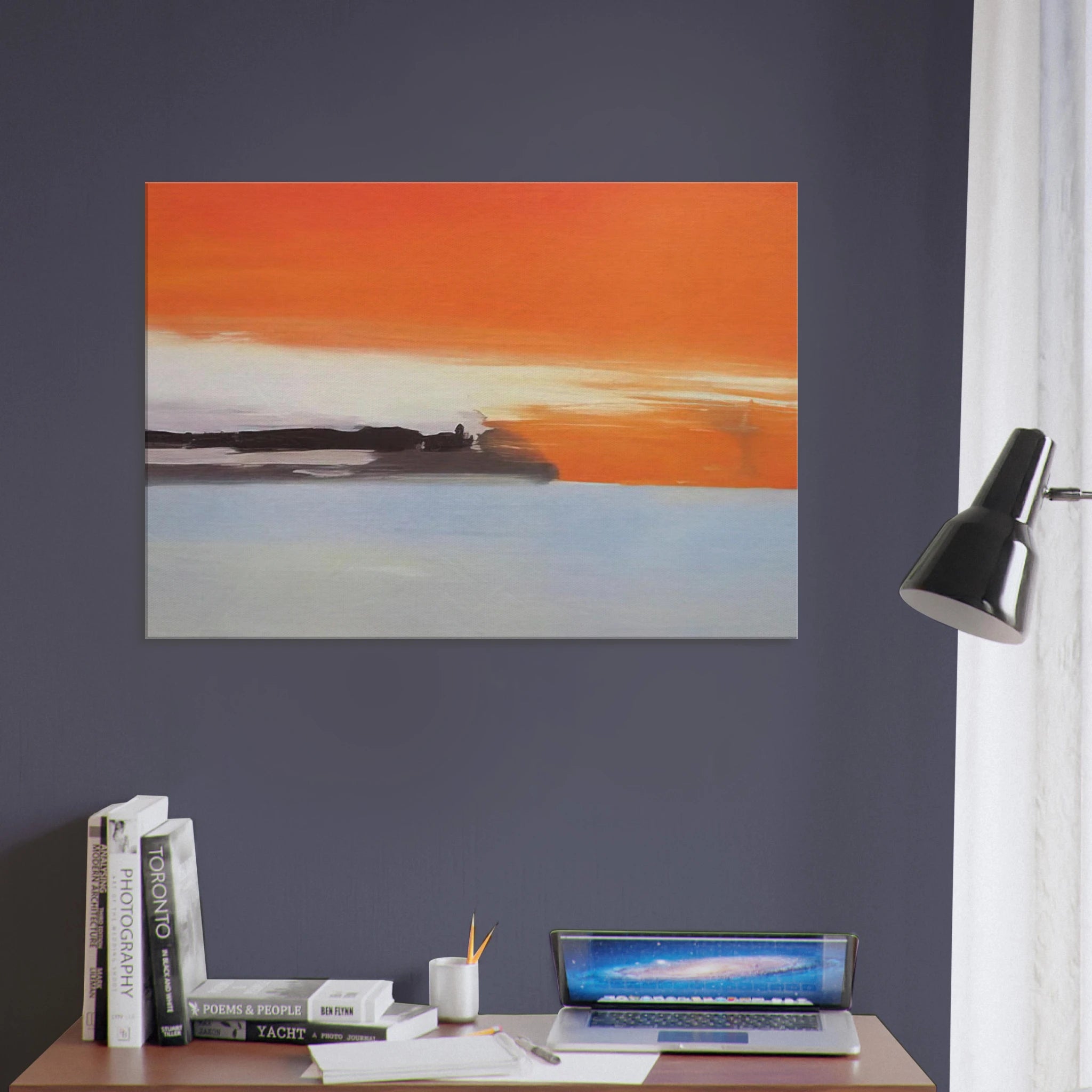 Chemin de fer au bord de la mer, soleil couchant - 1955 - Nicolas de Stael Canvas - 70x100 cm / 28x40 inches | Nicolas de Stael Wrapped Canvas | Nicolas de Stael Wall Art