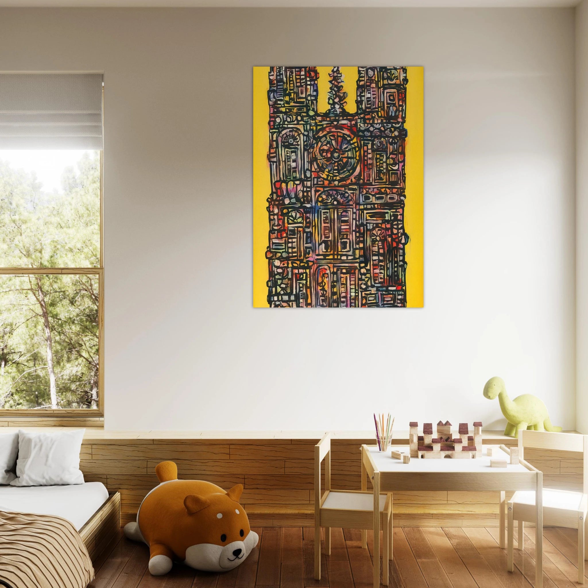 CATHEDRAL IN YELLOW 1961 - Rene Portocarrero Art Print - A0 (84.1 x 118.9  cm) / 33.1 × 46.8 inches | Rene Portocarrero Poster | Rene Portocarrero Prints