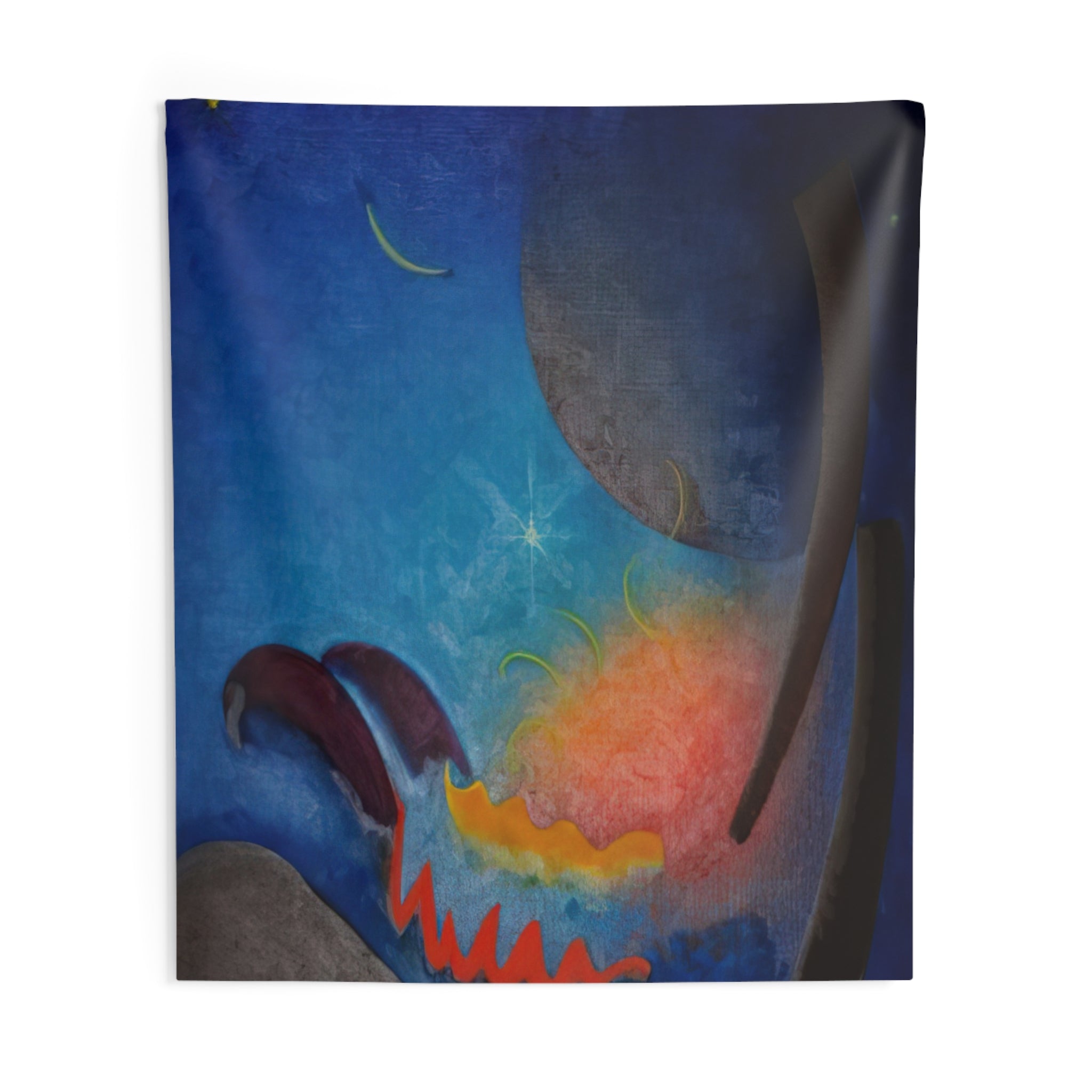 Night Fires - Precisionism By Agnes Lawrence Pelton Tapestry | Agnes Lawrence Pelton Large Tapestry Art