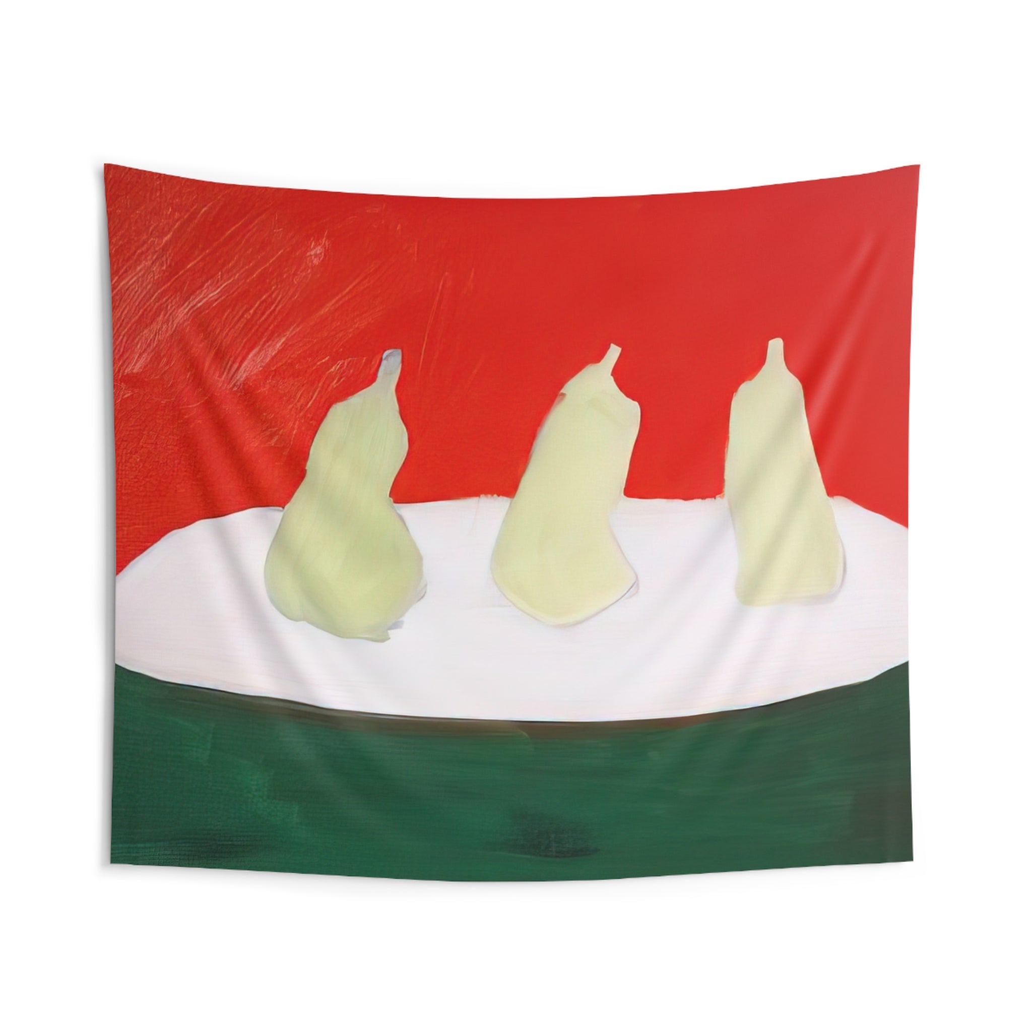 Nature morte, poires, fond vert et orange - Art Informel By Nicolas de Stael Tapestry | Nicolas de Stael Large Tapestry Art
