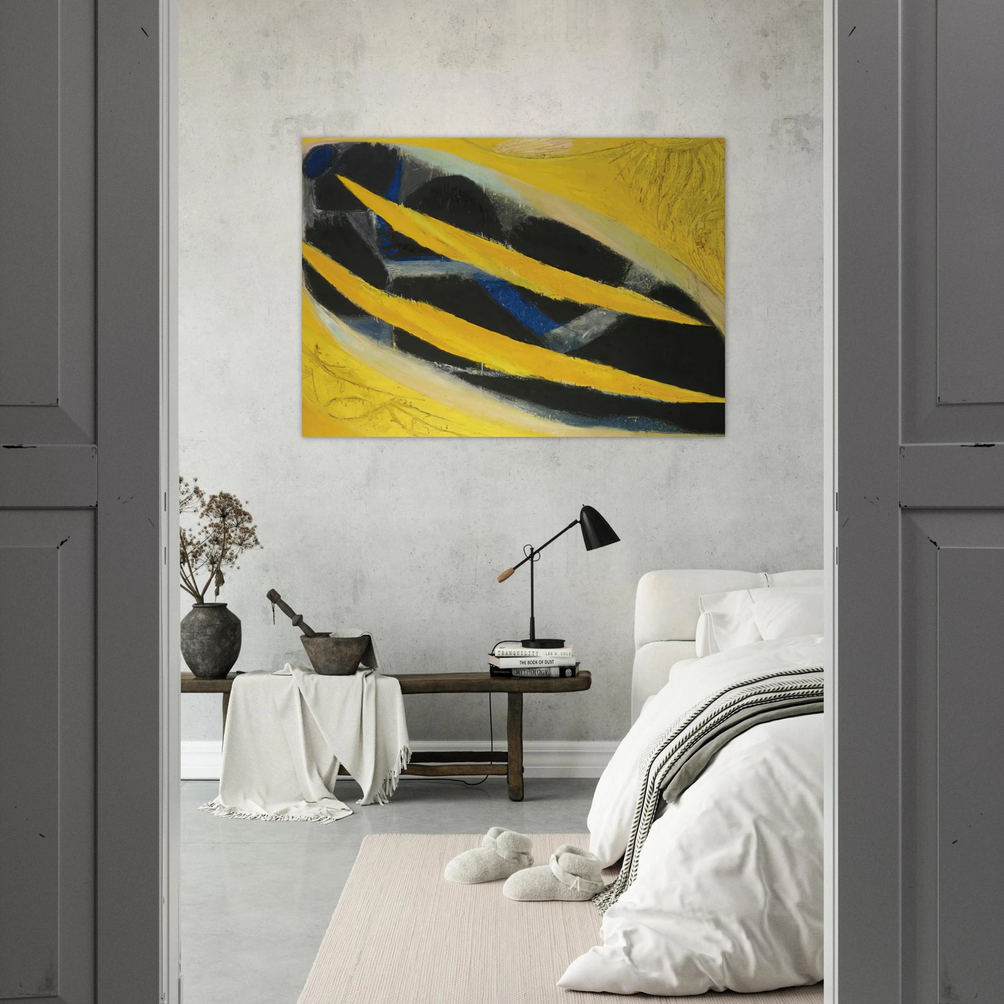 Dark Presence III, Yellow - 1963 - Frank Lobdell Art Print - A0 (84.1 x 118.9  cm) / 33.1 × 46.8 inches | Frank Lobdell Poster | Frank Lobdell Prints