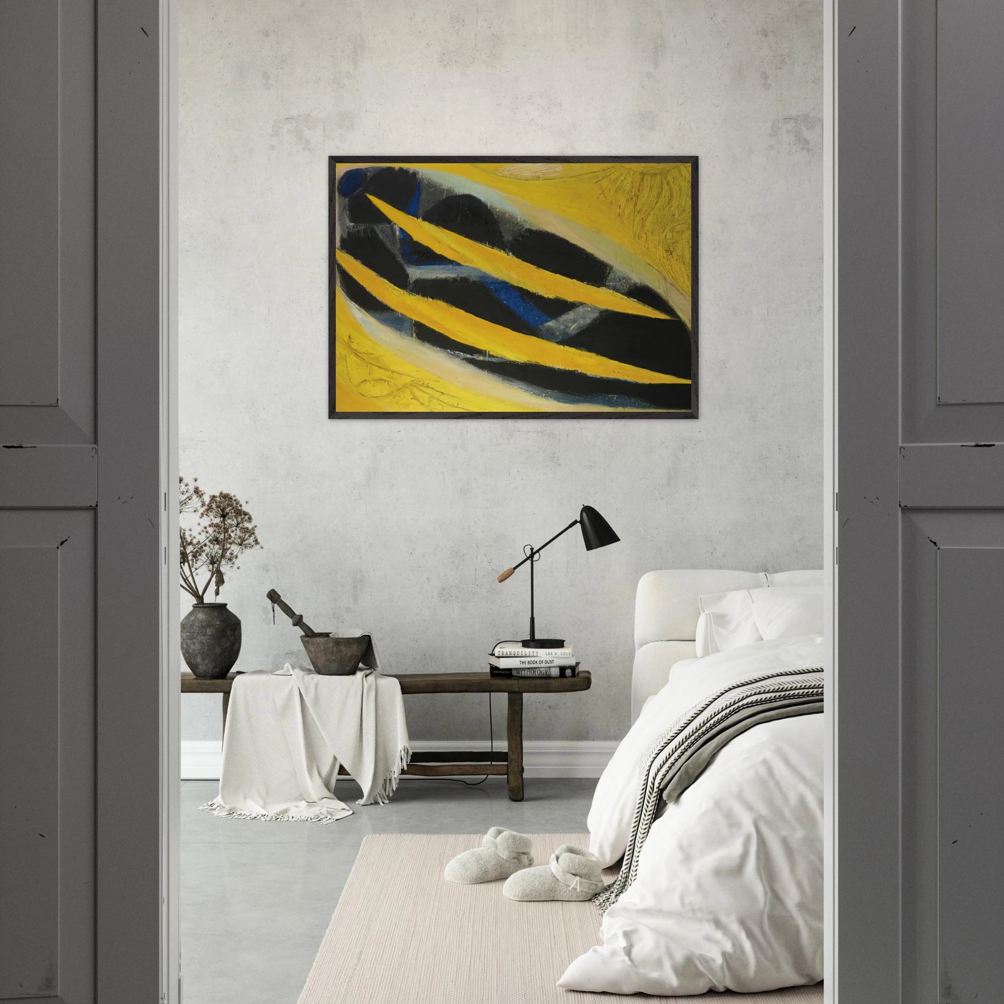 Dark Presence III, Yellow - 1963 - Frank Lobdell Framed Art Print - 70x100 cm / 28x40 inches | Frank Lobdell Framed Poster | Frank Lobdell Framed prints