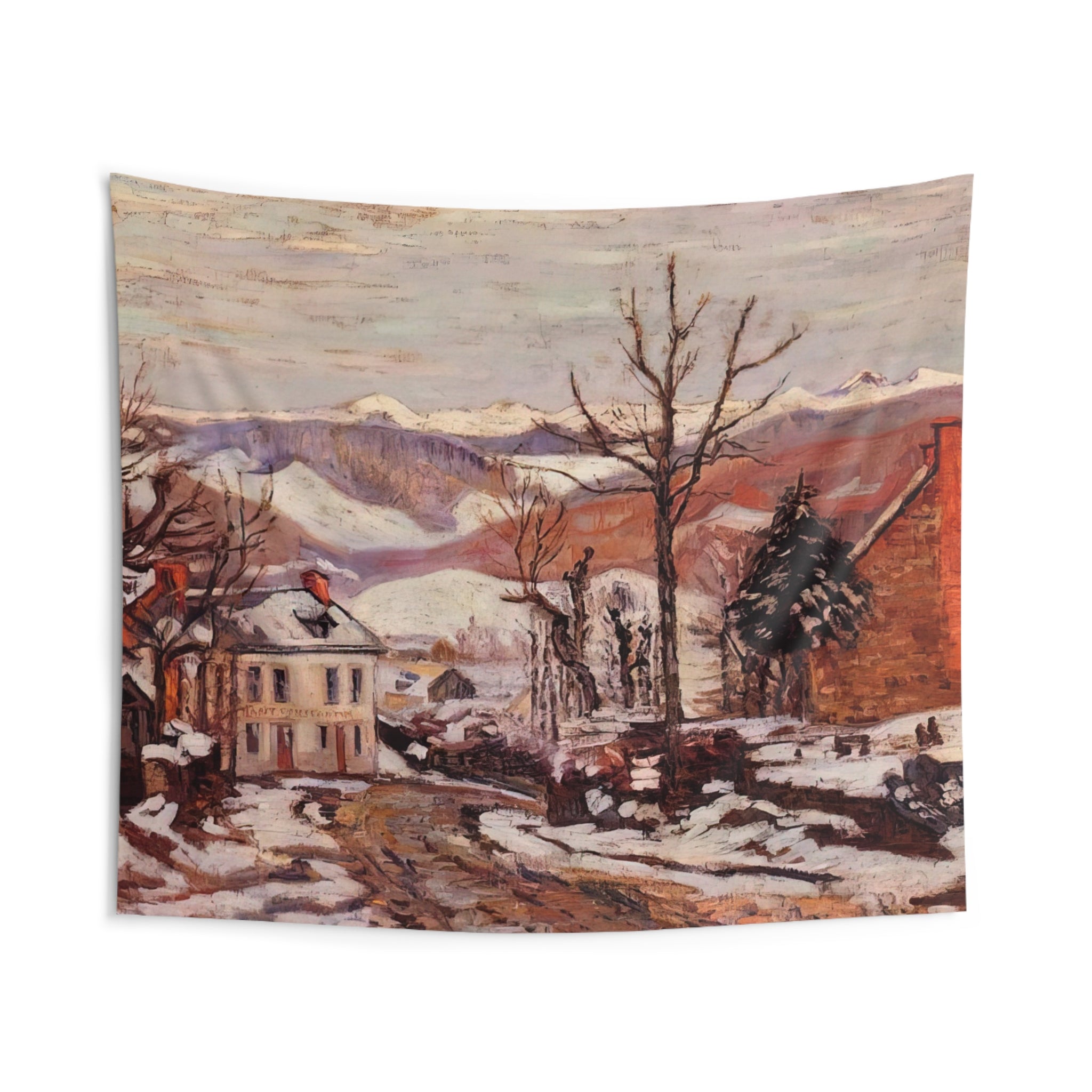 Winter in Saint-Sauves-d'Auvergne - 1900 France By Armand Guillaumin Tapestry | Armand Guillaumin Large Tapestry Art