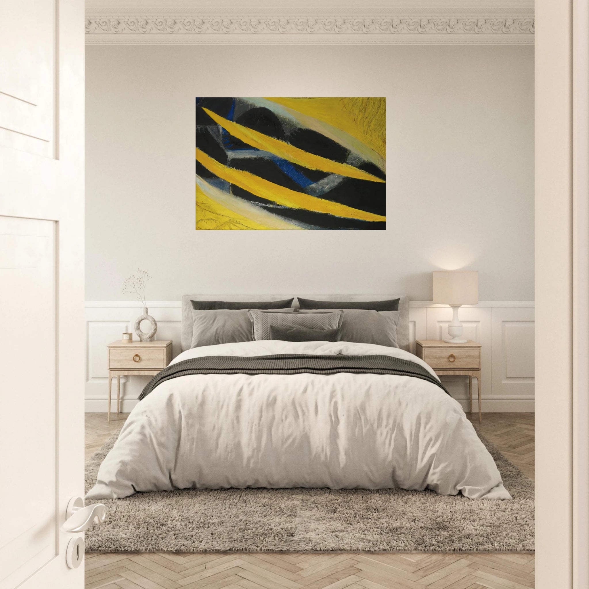 Dark Presence III, Yellow - 1963 - Frank Lobdell Canvas - 70x100 cm / 28x40 inches | Frank Lobdell Wrapped Canvas | Frank Lobdell Wall Art