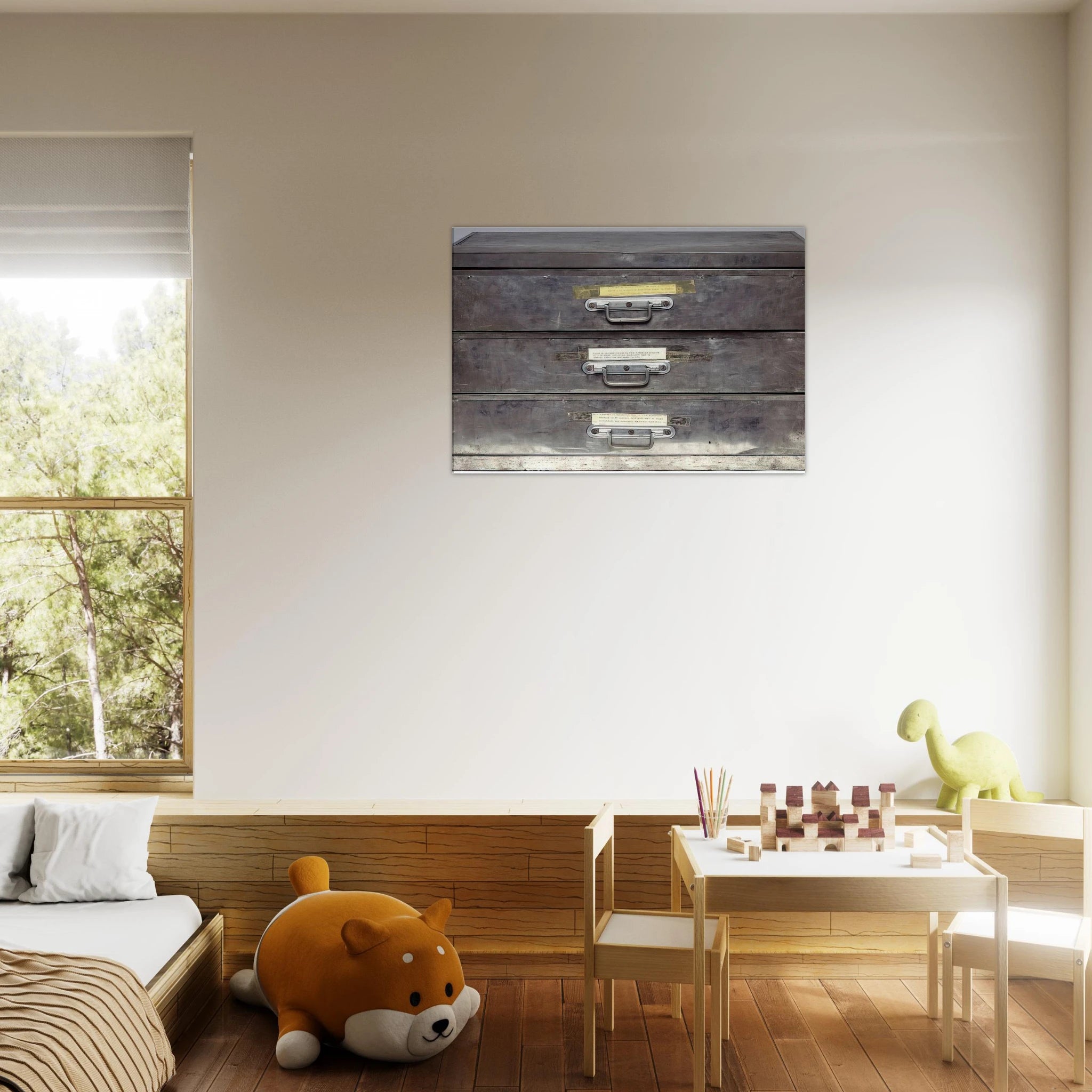 ATTEMPT AT RECREATION THREE DRAWERS 1971 - Christian Boltanski Canvas - 70x100 cm / 28x40 inches | Christian Boltanski Wrapped Canvas | Christian Boltanski Wall Art