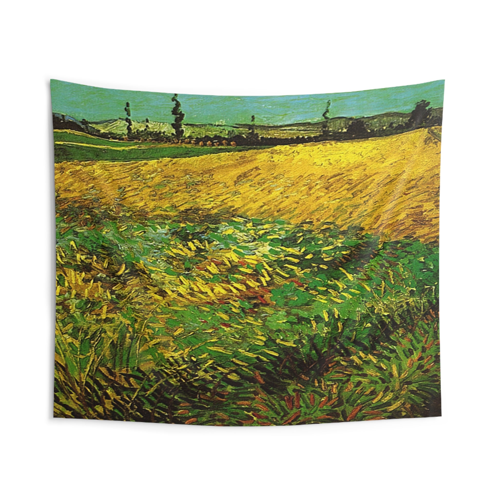 Wheat Field with the Alpilles Foothills in the Background By Vincent van Gogh Tapestry | Vincent van Gogh Large Tapestry Art
