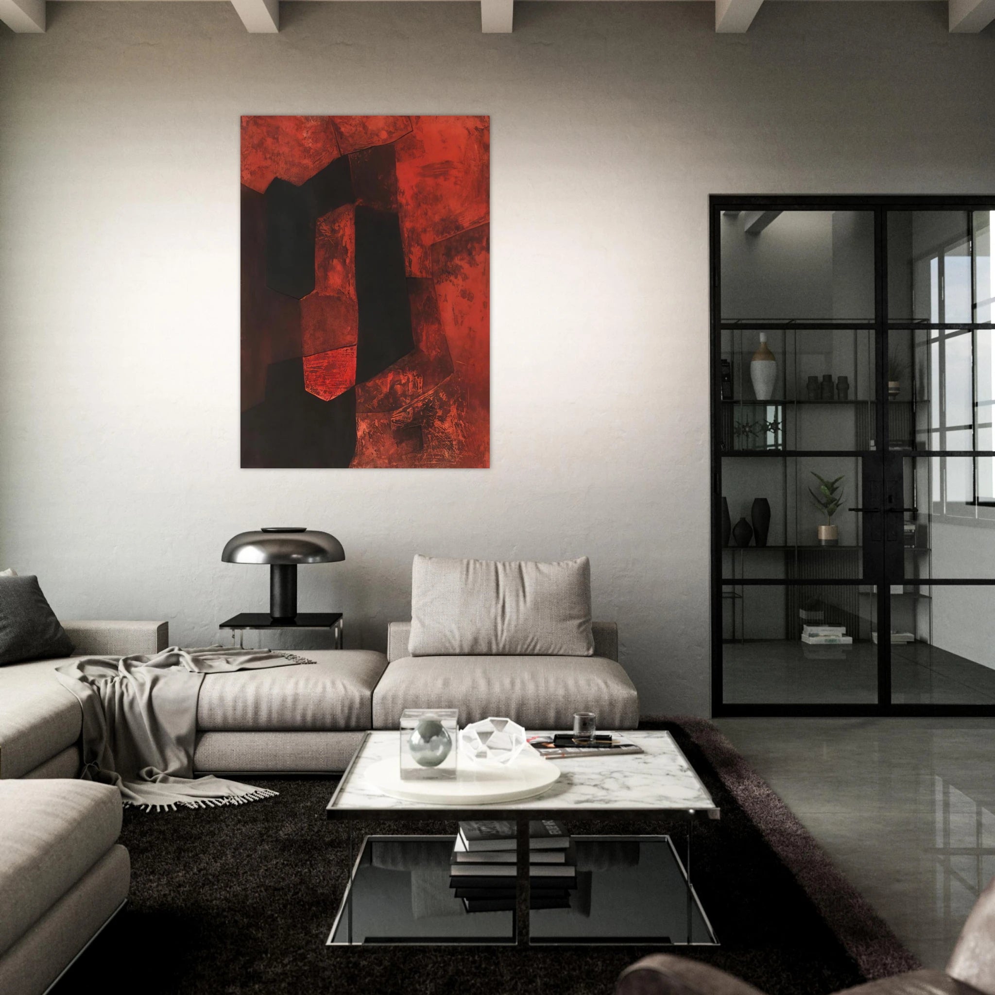 Composition brune et rouge - 1964 - Serge Poliakoff Art Print - A0 (84.1 x 118.9  cm) / 33.1 × 46.8 inches | Serge Poliakoff Poster | Serge Poliakoff Prints