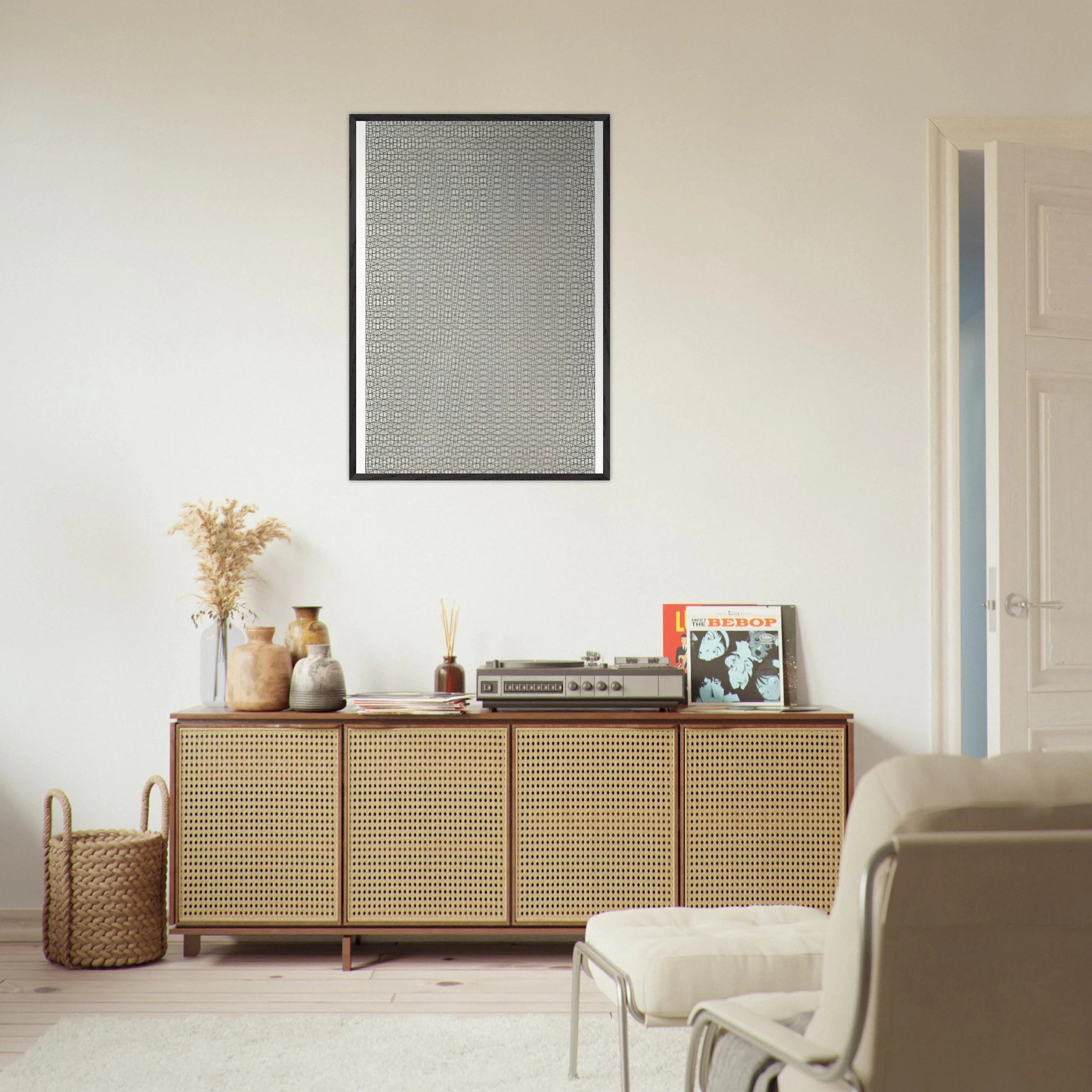 3 grillages superposés 0°, 15°, -15° - 1959 - Francois Morellet Framed Art Print - 70x100 cm / 28x40 inches | Francois Morellet Framed Poster | Francois Morellet Framed prints