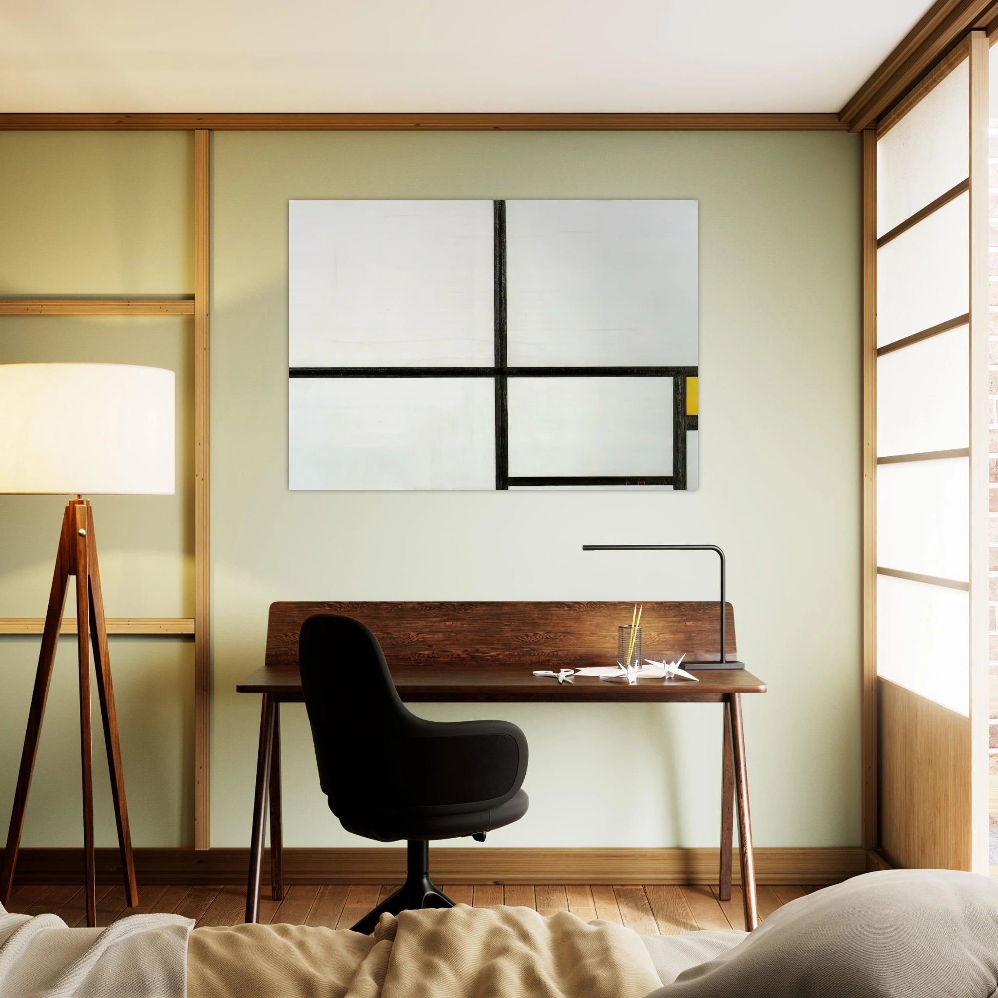 Composition with yellow patch - Piet Mondrian Art Print - A0 (84.1 x 118.9  cm) / 33.1 × 46.8 inches | Piet Mondrian Poster | Piet Mondrian Prints