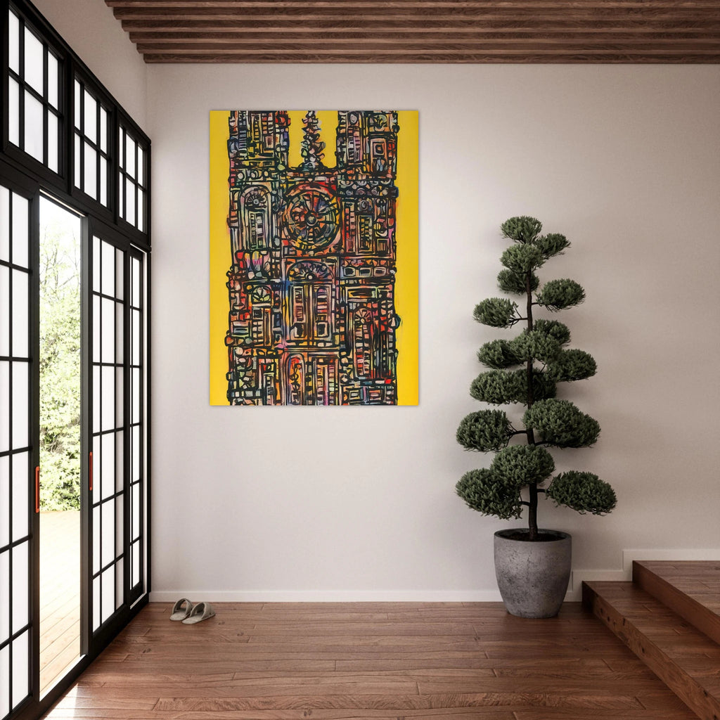 CATHEDRAL IN YELLOW 1961 - Rene Portocarrero Art Print - A0 (84.1 x 118.9  cm) / 33.1 × 46.8 inches | Rene Portocarrero Poster | Rene Portocarrero Prints