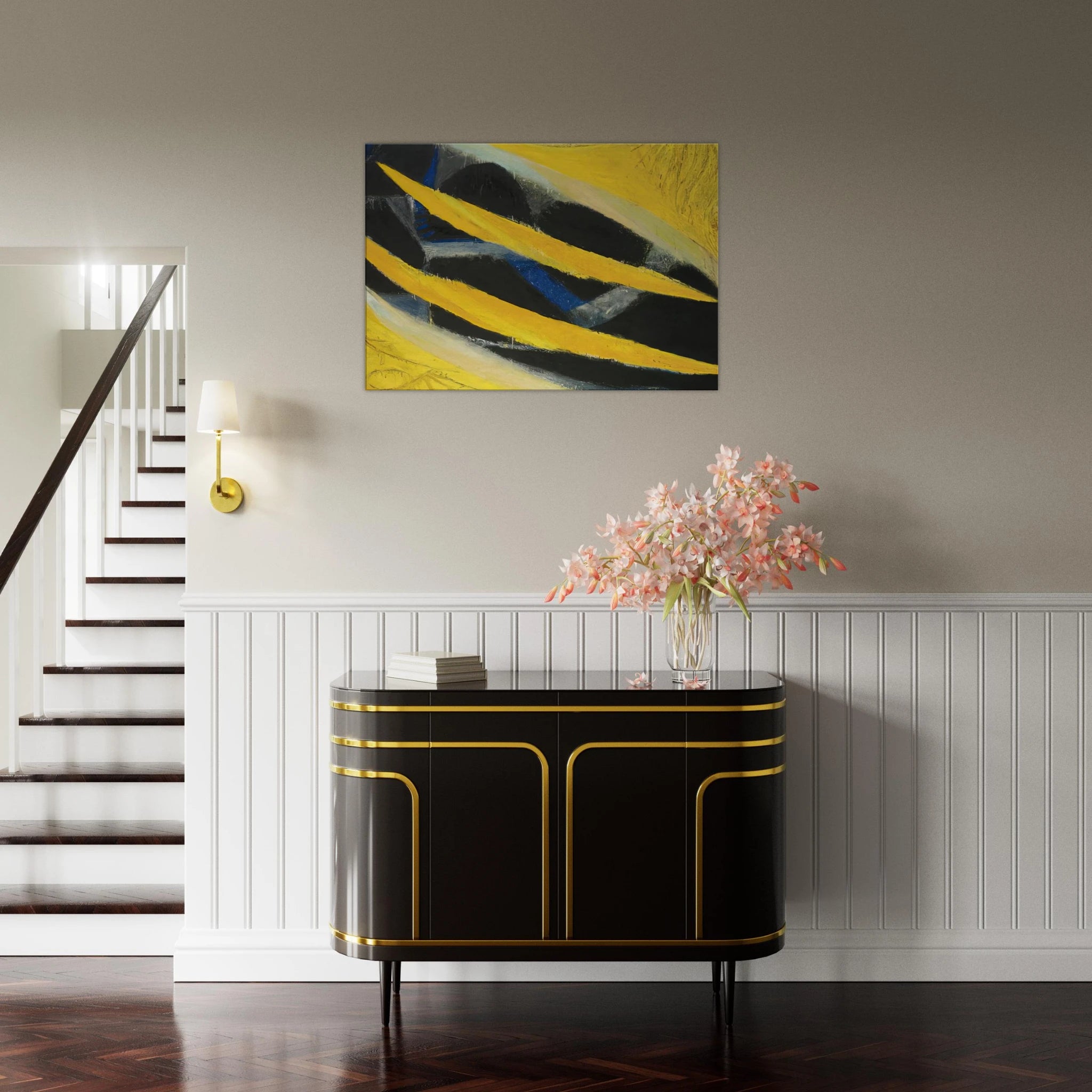 Dark Presence III, Yellow - 1963 - Frank Lobdell Canvas - 70x100 cm / 28x40 inches | Frank Lobdell Wrapped Canvas | Frank Lobdell Wall Art