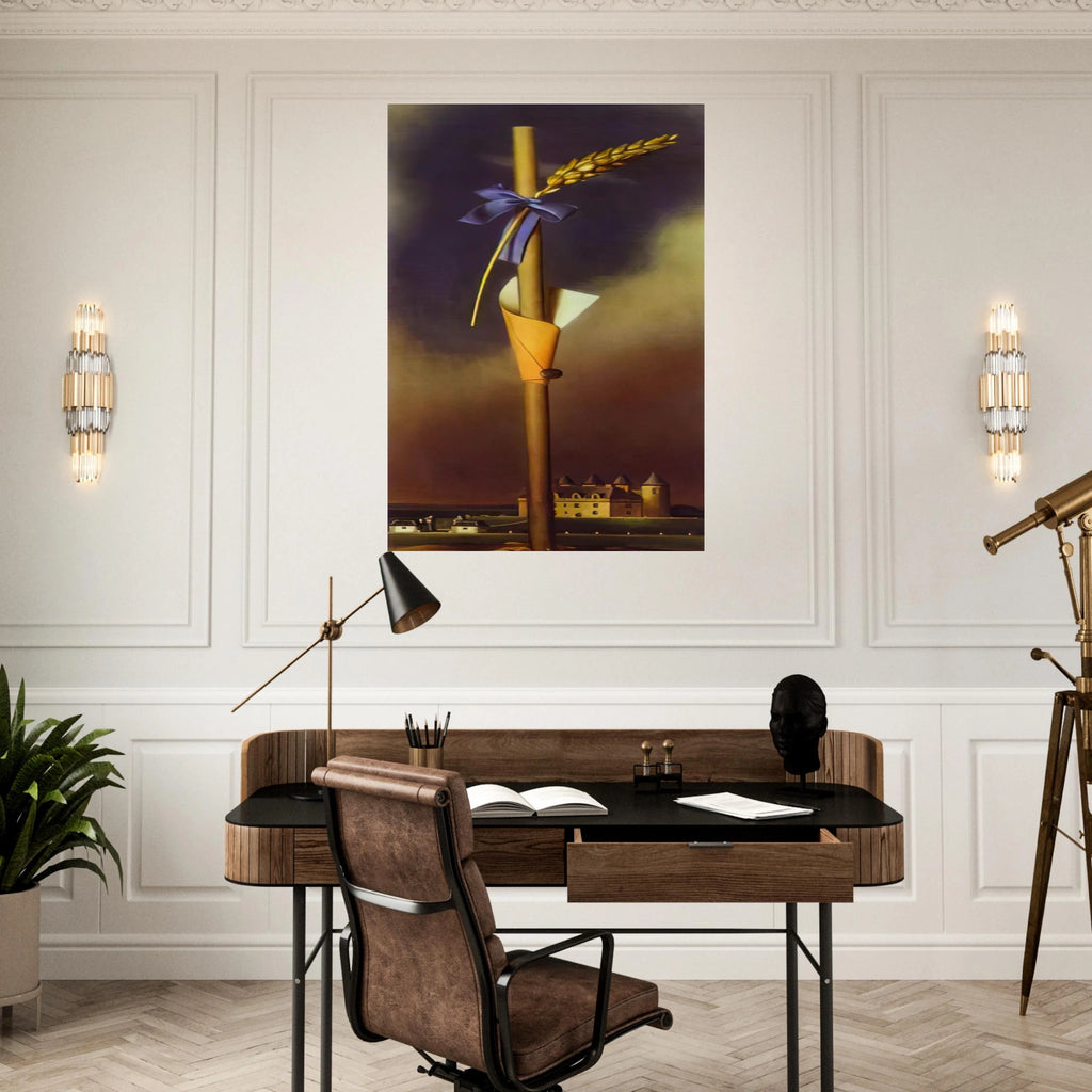 BLUE KNOT AND EAR OF WHEAT NEXT TO THE CASTLE - Salvador Dali Art Print - A0 (84.1 x 118.9  cm) / 33.1 × 46.8 inches | Salvador Dali Poster | Salvador Dali Prints