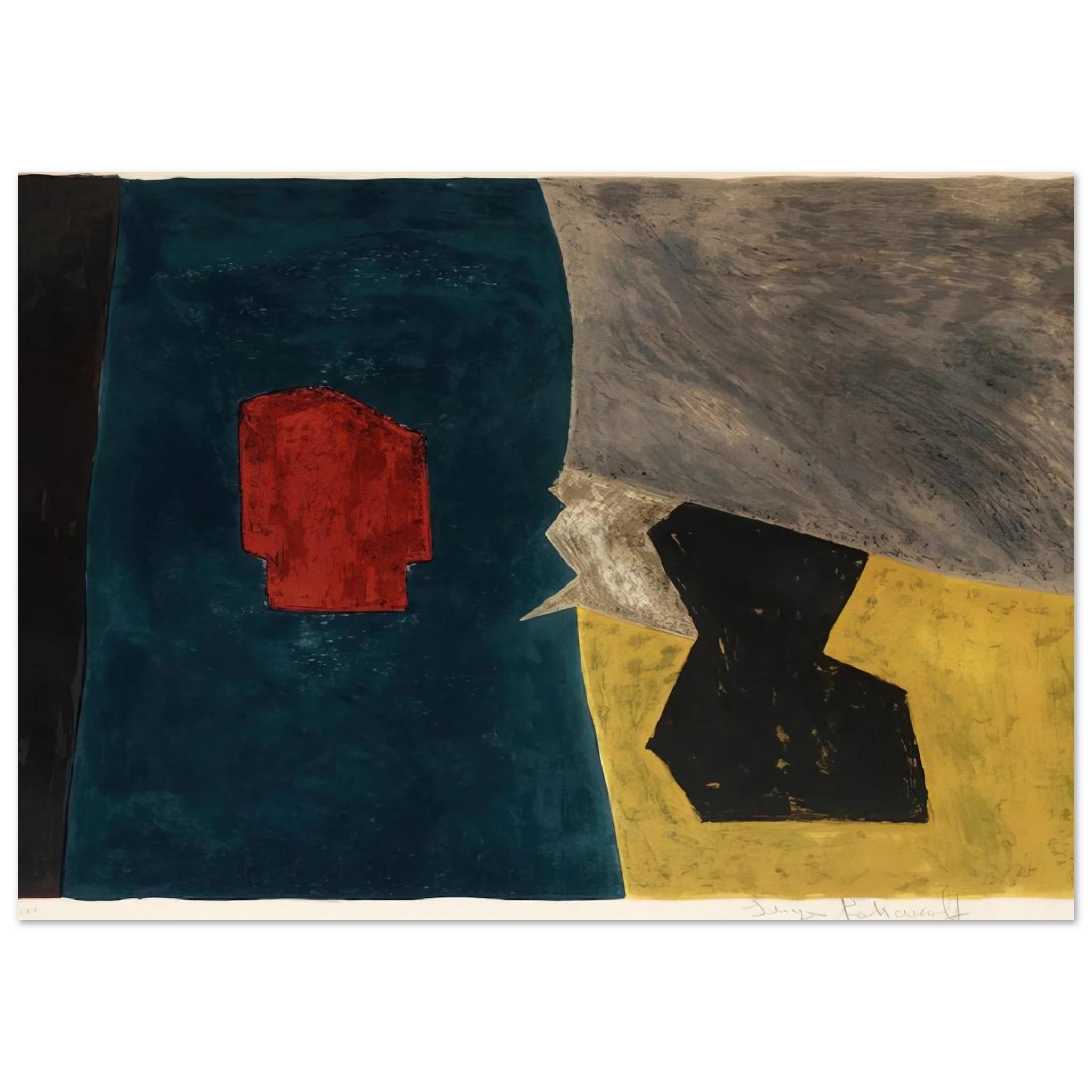 Composition bleue, jaune et grise - 1958 - Serge Poliakoff Art Print - A0 (84.1 x 118.9  cm) / 33.1 × 46.8 inches | Serge Poliakoff Poster | Serge Poliakoff Prints