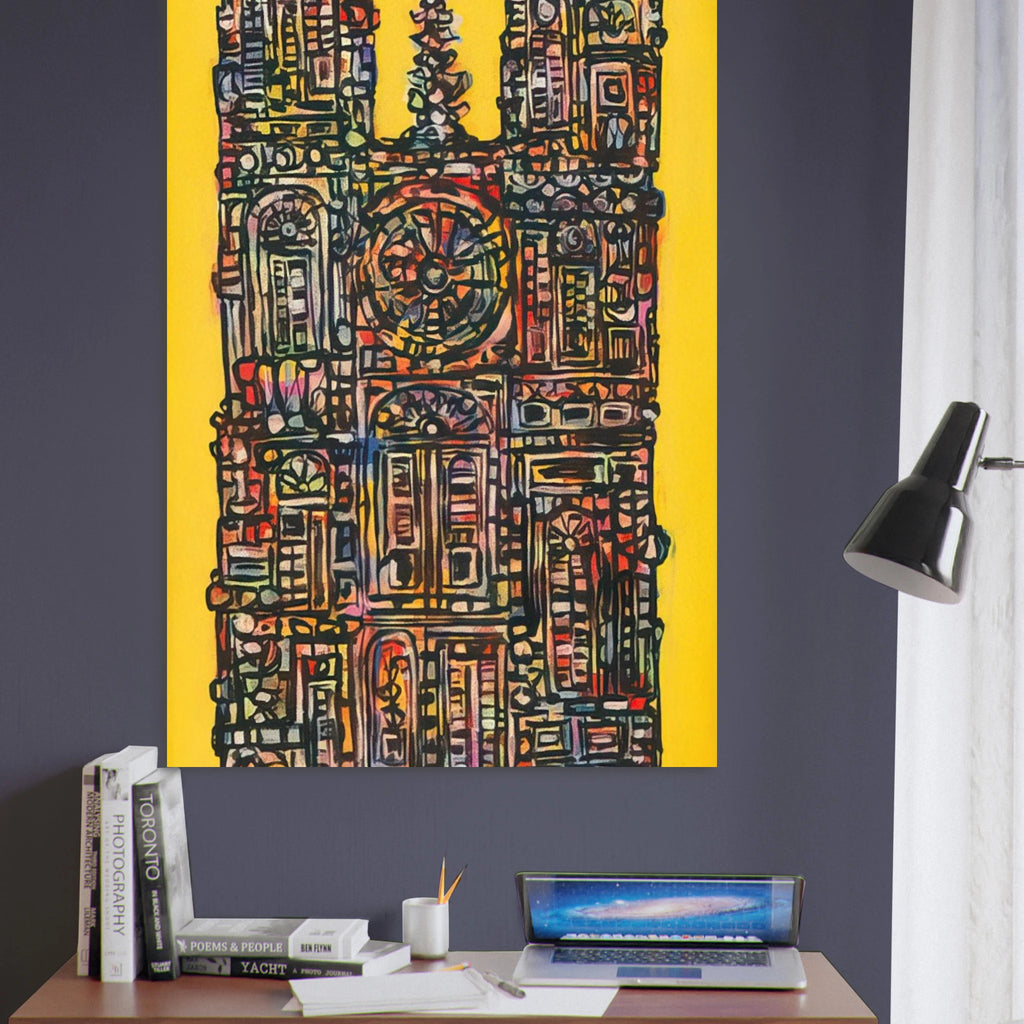CATHEDRAL IN YELLOW 1961 - Rene Portocarrero Art Print - A0 (84.1 x 118.9  cm) / 33.1 × 46.8 inches | Rene Portocarrero Poster | Rene Portocarrero Prints