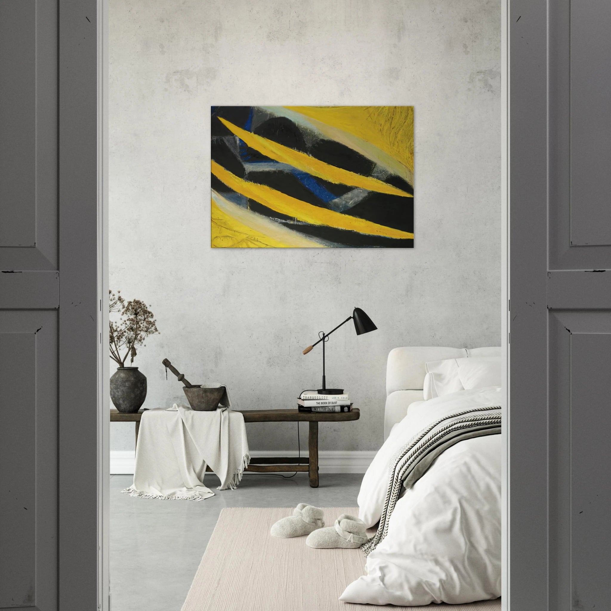 Dark Presence III, Yellow - 1963 - Frank Lobdell Canvas - 70x100 cm / 28x40 inches | Frank Lobdell Wrapped Canvas | Frank Lobdell Wall Art