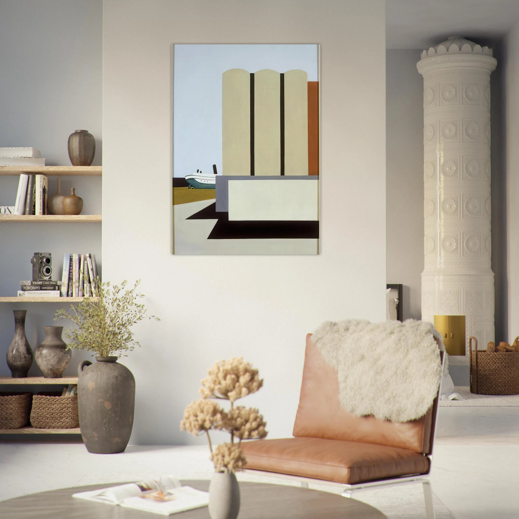 Boat and Grain Elevators No. 2 - 1942 - Ralston Crawford Art Print - A0 (84.1 x 118.9  cm) / 33.1 × 46.8 inches | Ralston Crawford Poster | Ralston Crawford Prints