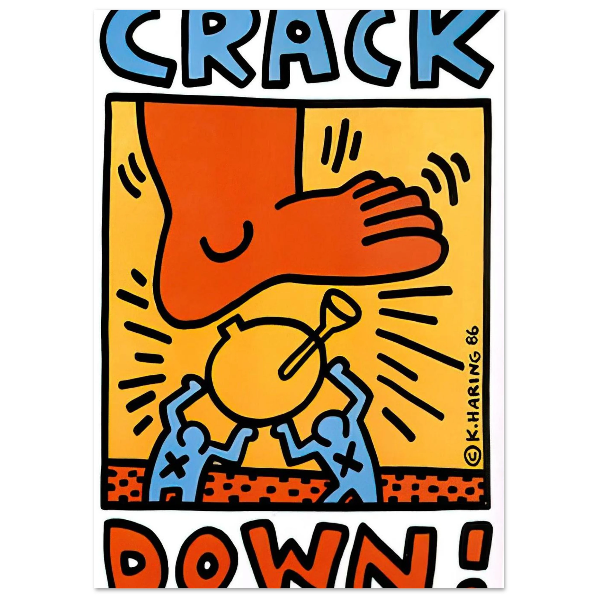 CRACK DOWN 1986 - Keith Haring Art Print - A0 (84.1 x 118.9  cm) / 33.1 × 46.8 inches | Keith Haring Poster | Keith Haring Prints