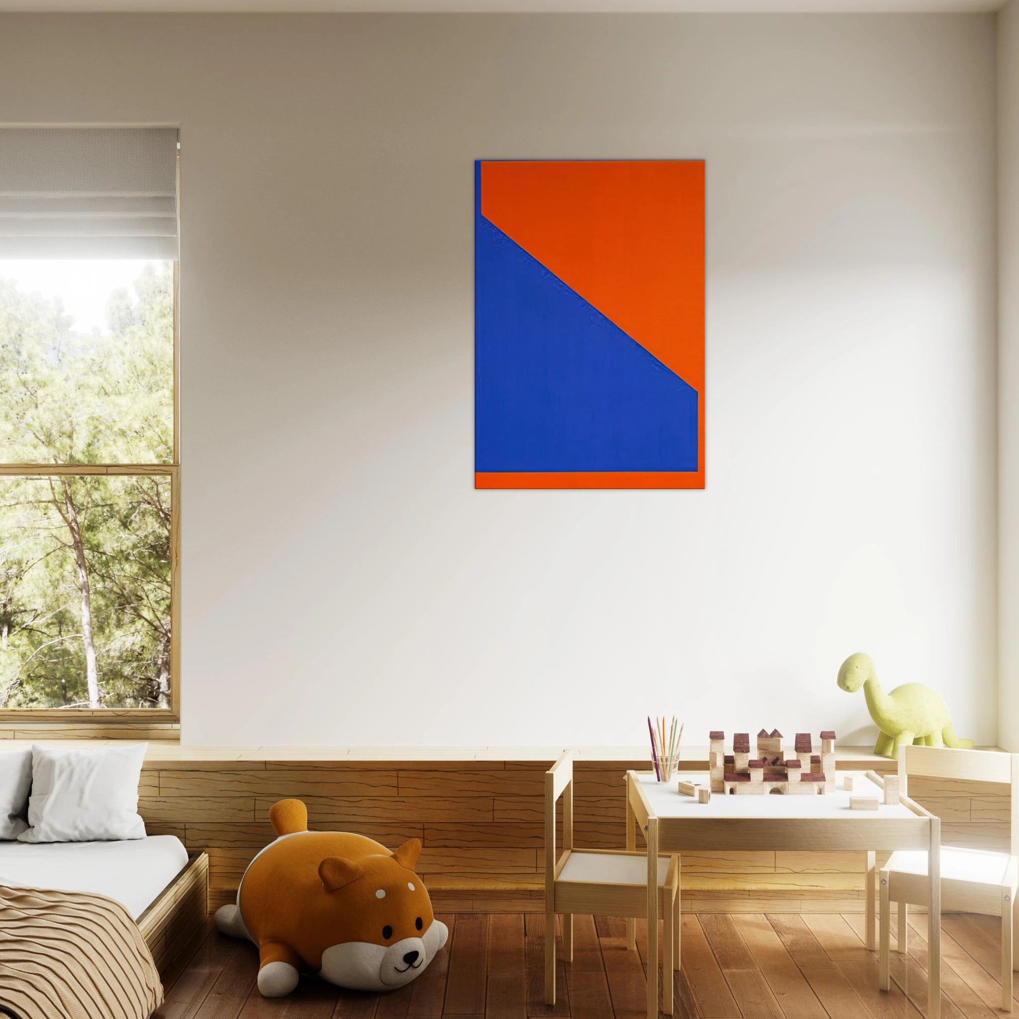 Blue with Orange - 1984 - Carmen Herrera Canvas - 70x100 cm / 28x40 inches | Carmen Herrera Wrapped Canvas | Carmen Herrera Wall Art