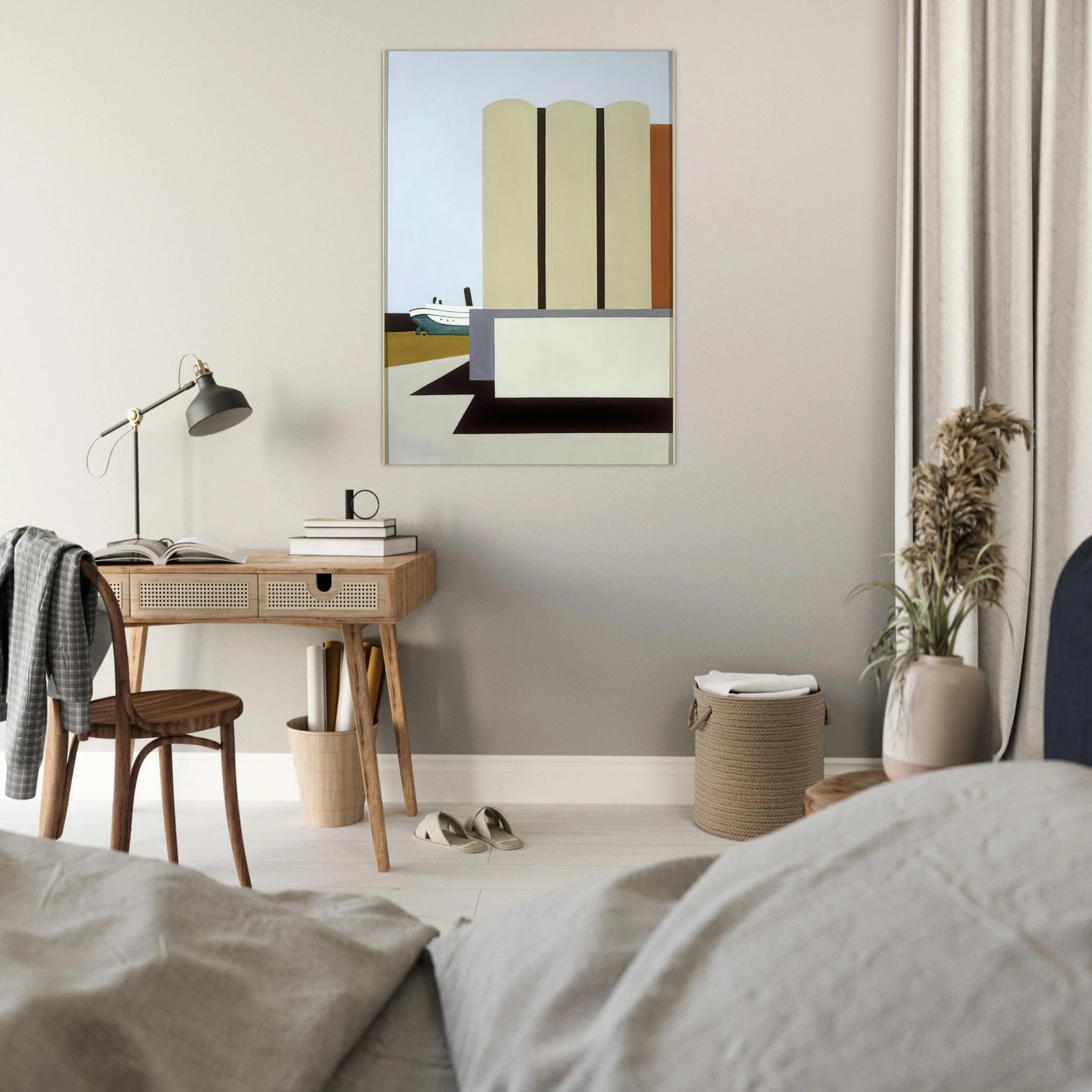 Boat and Grain Elevators No. 2 - 1942 - Ralston Crawford Art Print - A0 (84.1 x 118.9  cm) / 33.1 × 46.8 inches | Ralston Crawford Poster | Ralston Crawford Prints