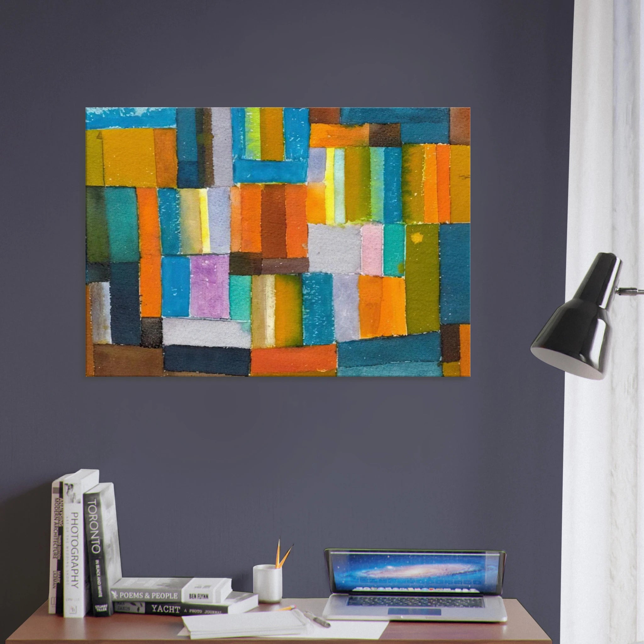 Composition in Orange and Blue-Green - 1957 - Johannes Itten Canvas - 70x100 cm / 28x40 inches | Johannes Itten Wrapped Canvas | Johannes Itten Wall Art