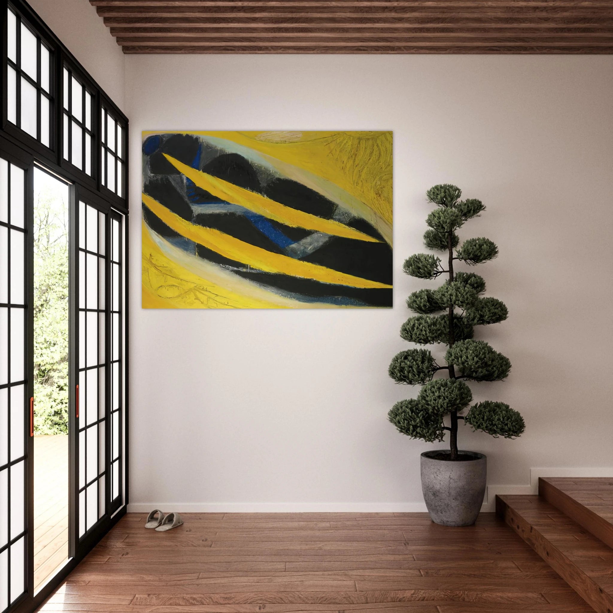 Dark Presence III, Yellow - 1963 - Frank Lobdell Art Print - A0 (84.1 x 118.9  cm) / 33.1 × 46.8 inches | Frank Lobdell Poster | Frank Lobdell Prints