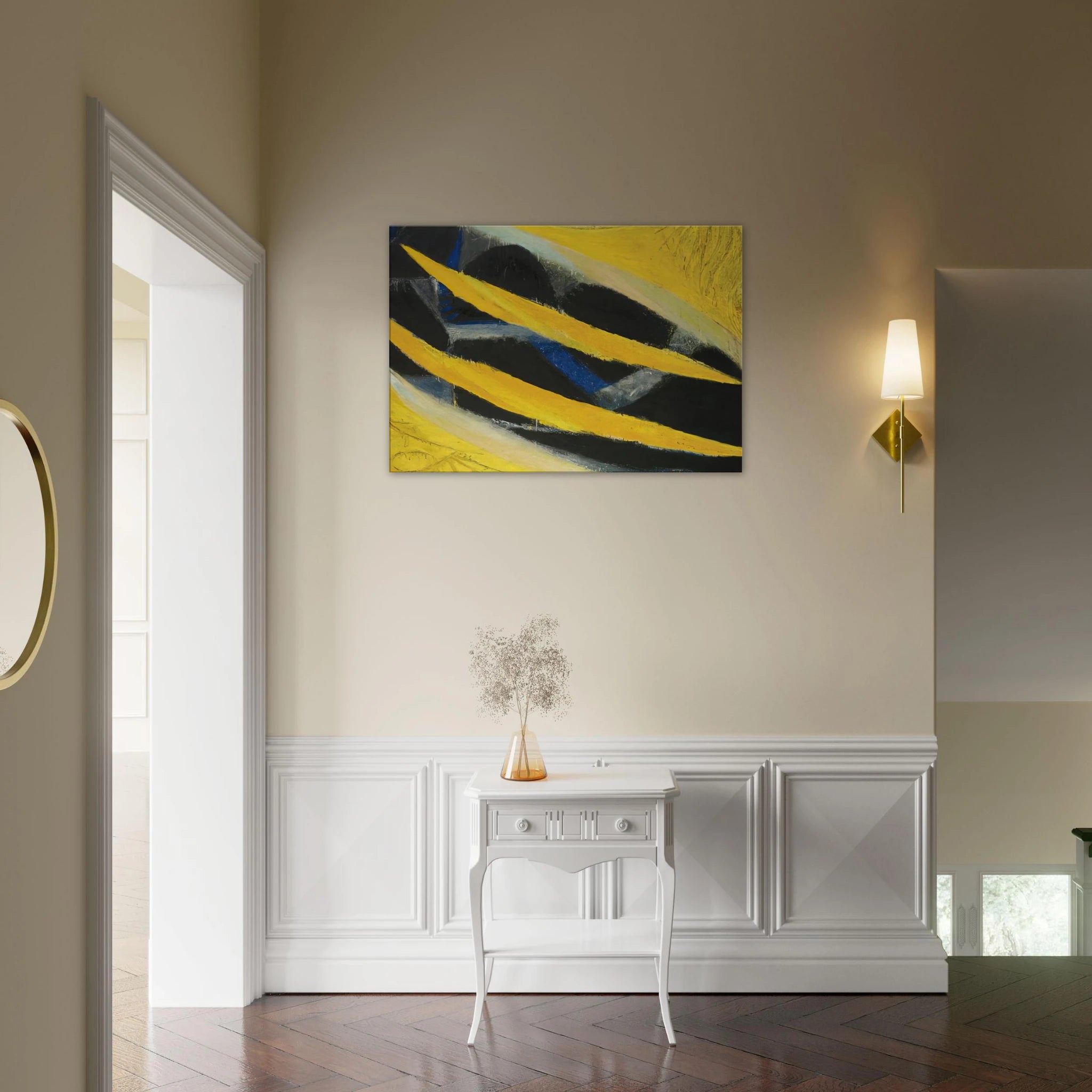 Dark Presence III, Yellow - 1963 - Frank Lobdell Canvas - 70x100 cm / 28x40 inches | Frank Lobdell Wrapped Canvas | Frank Lobdell Wall Art