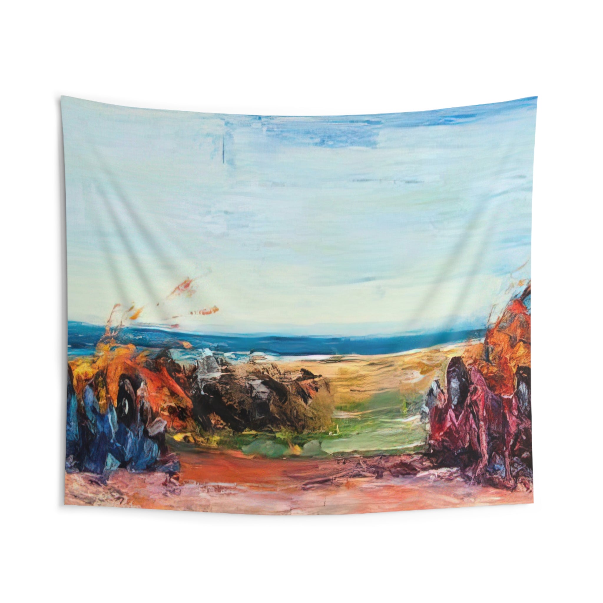 Car Crash Wipe Out on Pacific Coast Highway - 1984 By Carlos Almaraz Tapestry | Carlos Almaraz Large Tapestry Art
