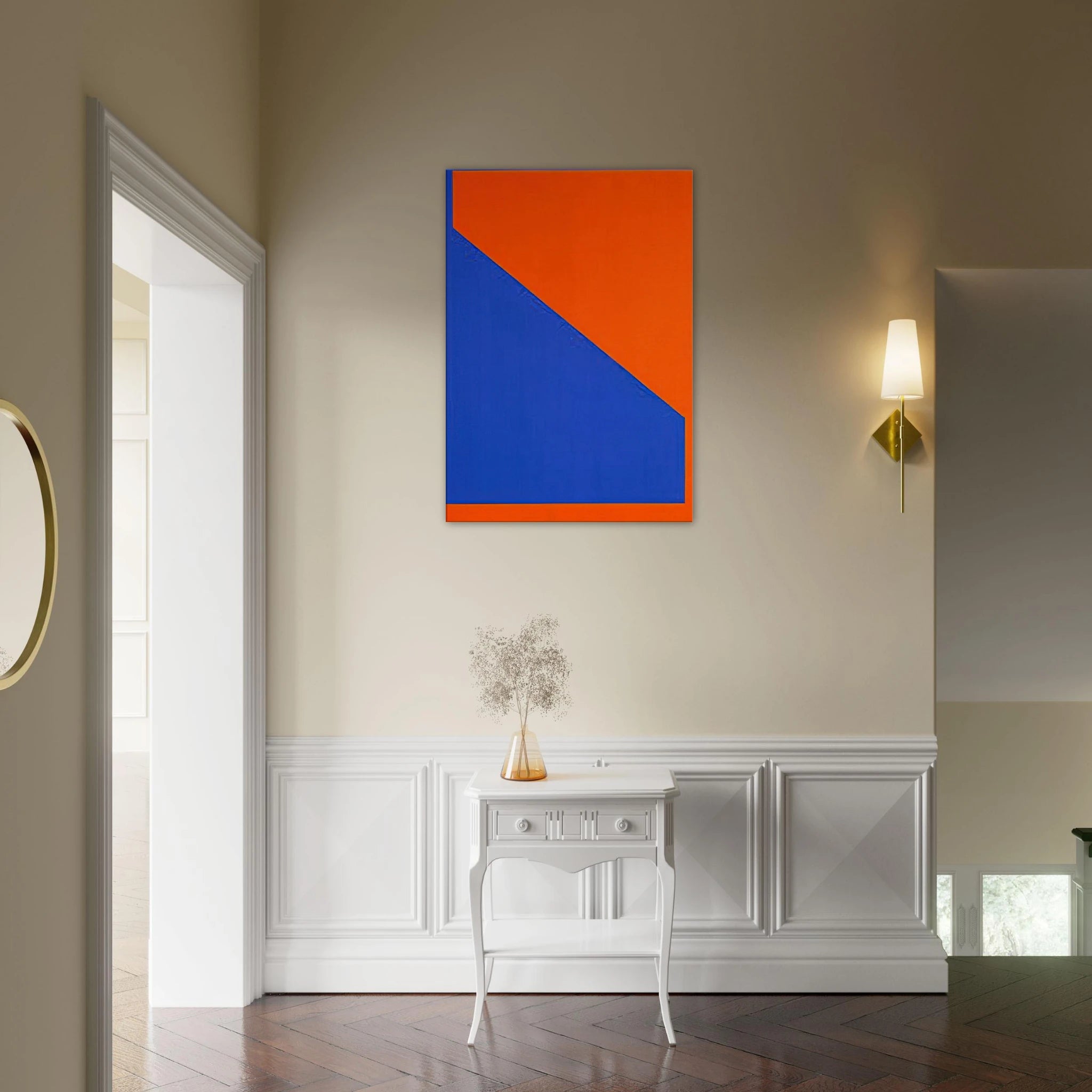 Blue with Orange - 1984 - Carmen Herrera Canvas - 70x100 cm / 28x40 inches | Carmen Herrera Wrapped Canvas | Carmen Herrera Wall Art