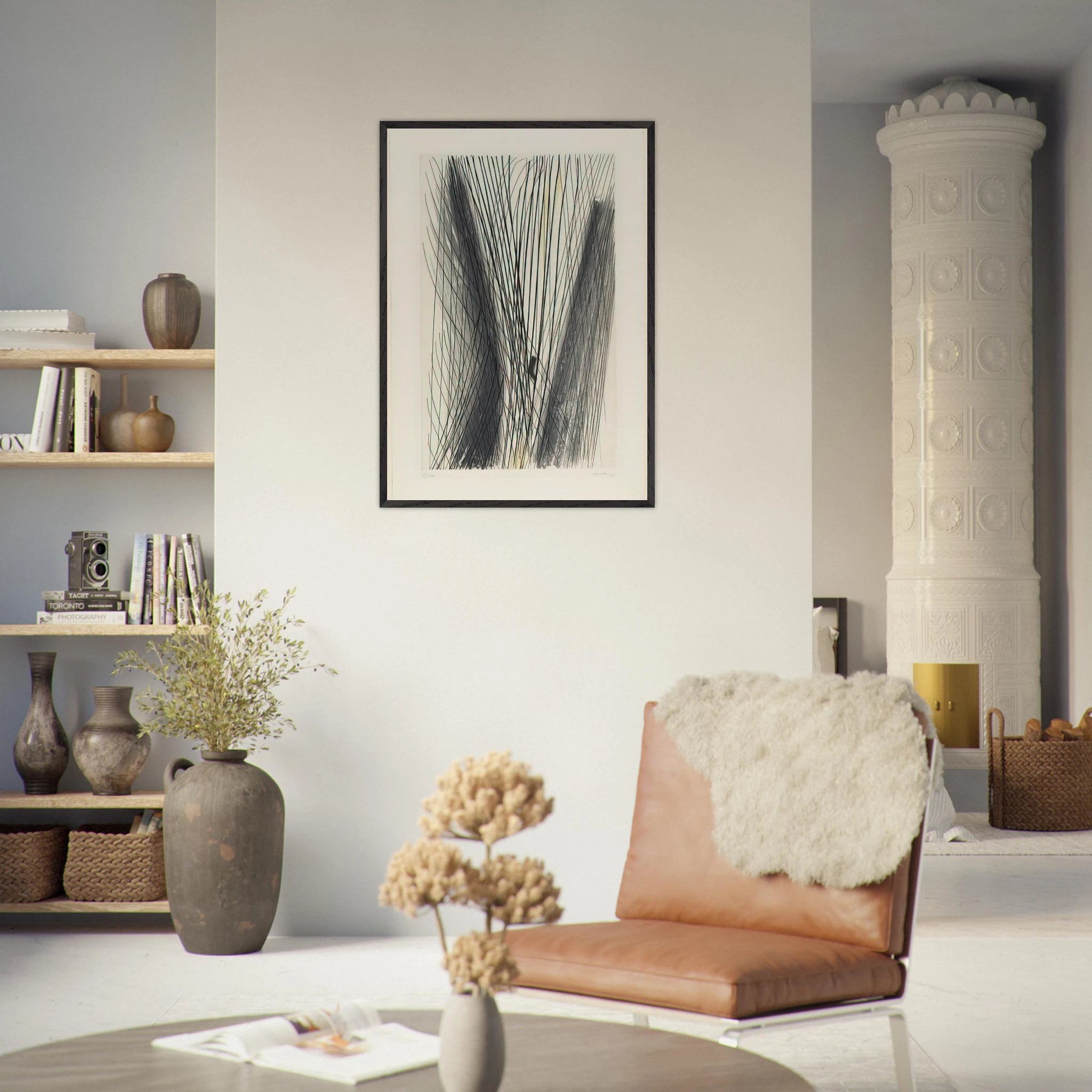 #18 - 1953 - Hans Hartung Framed Art Print - 70x100 cm / 28x40 inches | Hans Hartung Framed Poster | Hans Hartung Framed prints