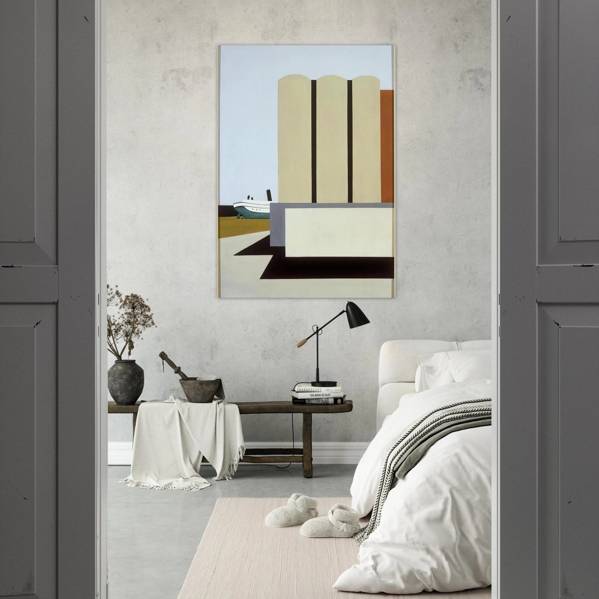 Boat and Grain Elevators No. 2 - 1942 - Ralston Crawford Art Print - A0 (84.1 x 118.9  cm) / 33.1 × 46.8 inches | Ralston Crawford Poster | Ralston Crawford Prints