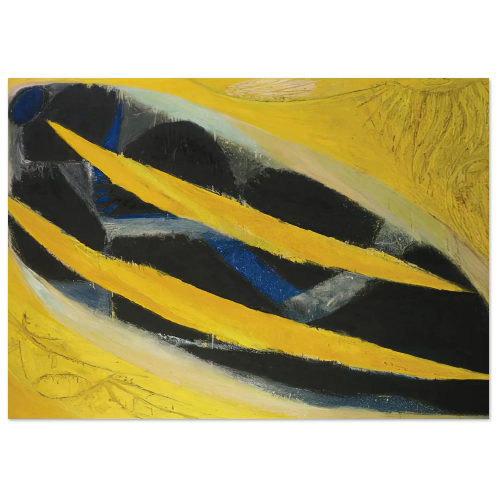 Dark Presence III, Yellow - 1963 - Frank Lobdell Art Print - A0 (84.1 x 118.9  cm) / 33.1 × 46.8 inches | Frank Lobdell Poster | Frank Lobdell Prints