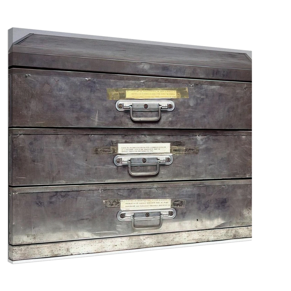 ATTEMPT AT RECREATION THREE DRAWERS 1971 - Christian Boltanski Canvas - 70x100 cm / 28x40 inches | Christian Boltanski Wrapped Canvas | Christian Boltanski Wall Art