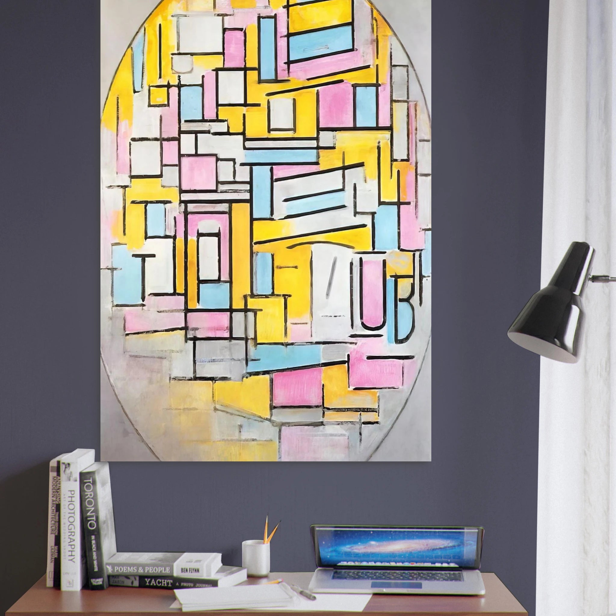 Composition with Oval in Color Planes II - Piet Mondrian Art Print - A0 (84.1 x 118.9  cm) / 33.1 × 46.8 inches | Piet Mondrian Poster | Piet Mondrian Prints