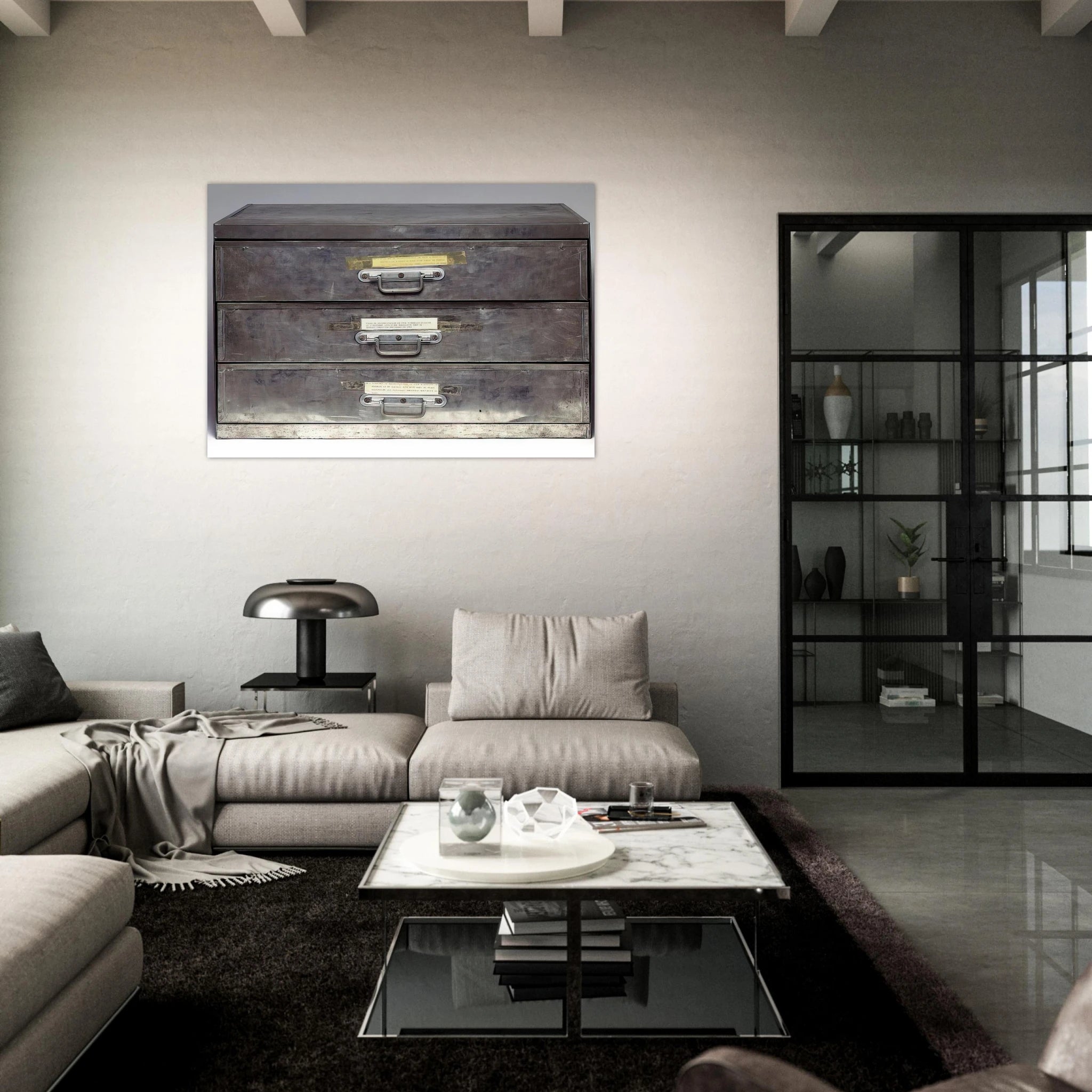 ATTEMPT AT RECREATION THREE DRAWERS 1971 - Christian Boltanski Art Print - A0 (84.1 x 118.9  cm) / 33.1 × 46.8 inches | Christian Boltanski Poster | Christian Boltanski Prints