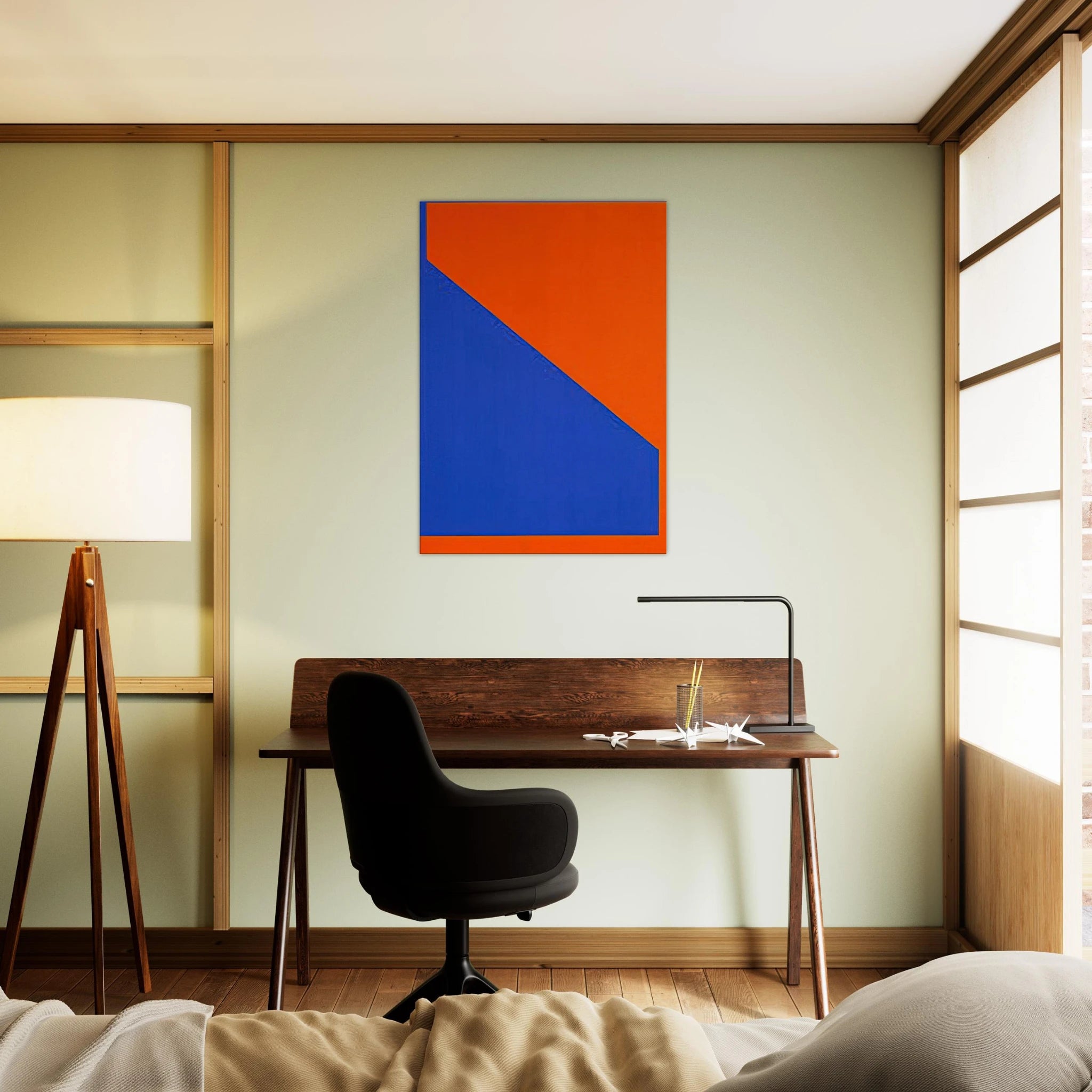 Blue with Orange - 1984 - Carmen Herrera Canvas - 70x100 cm / 28x40 inches | Carmen Herrera Wrapped Canvas | Carmen Herrera Wall Art