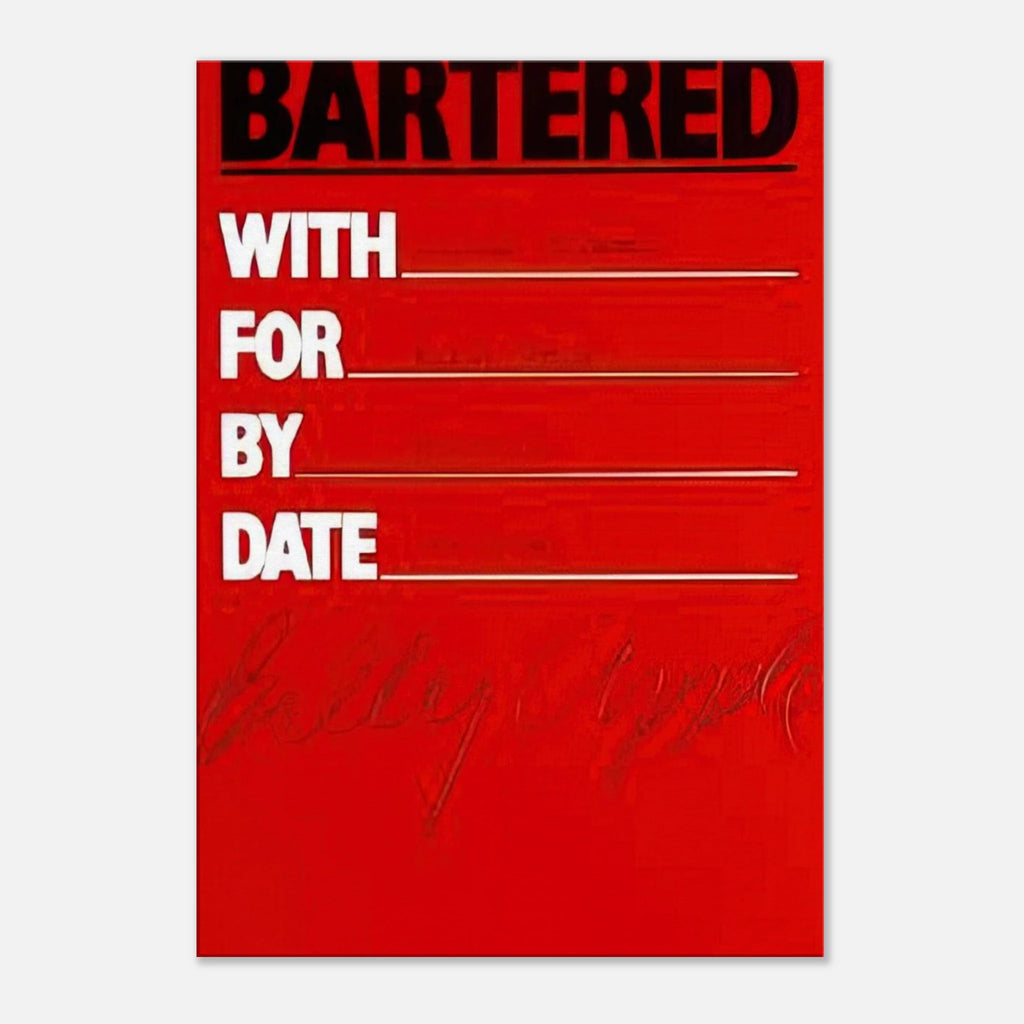 Bartered - 1986 - Billy Apple Canvas - 70x100 cm / 28x40 inches | Billy Apple Wrapped Canvas | Billy Apple Wall Art
