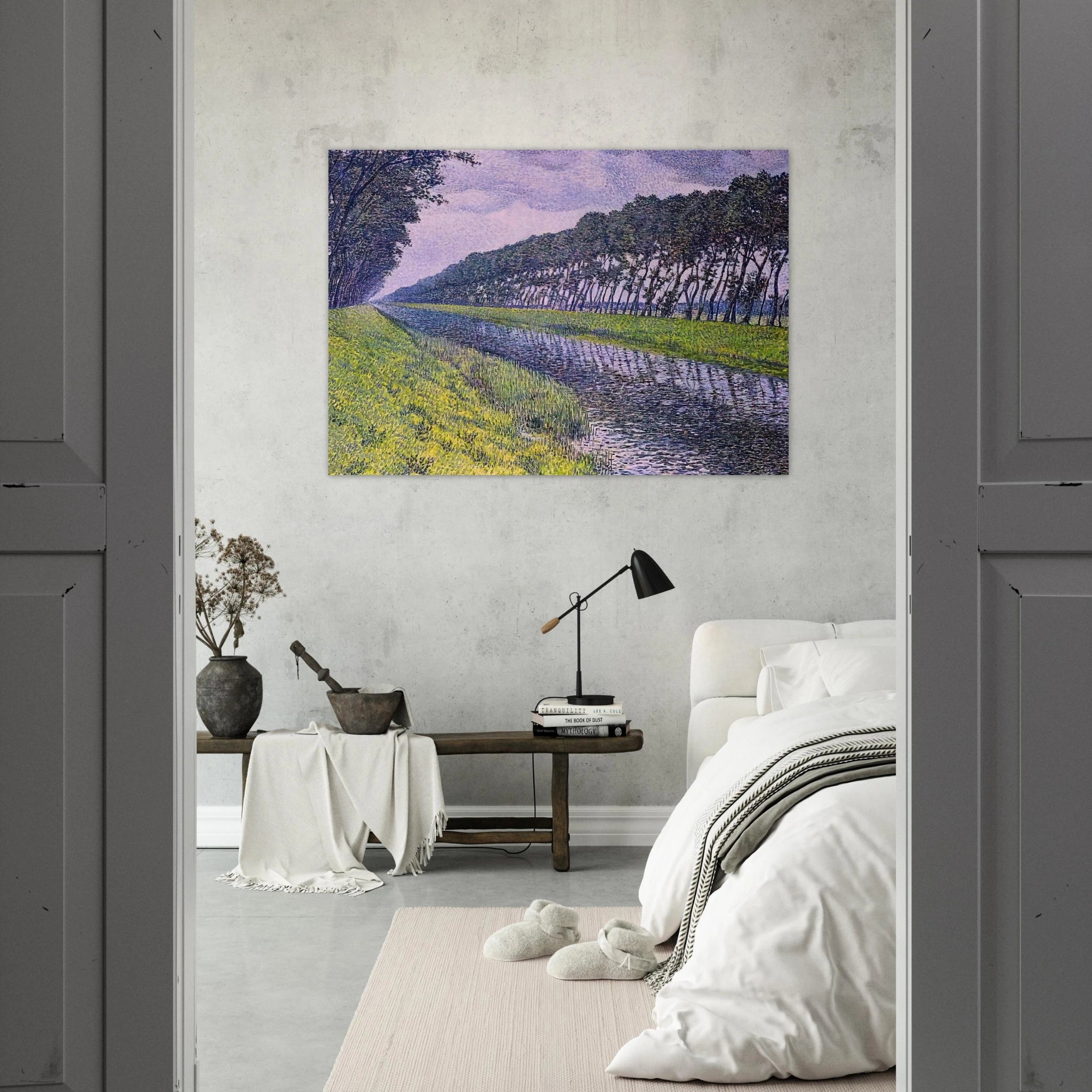 CANAL IN FLANDERS 1894 1 - Theo van Rysselberghe Art Print - A0 (84.1 x 118.9  cm) / 33.1 × 46.8 inches | Theo van Rysselberghe Poster | Theo van Rysselberghe Prints