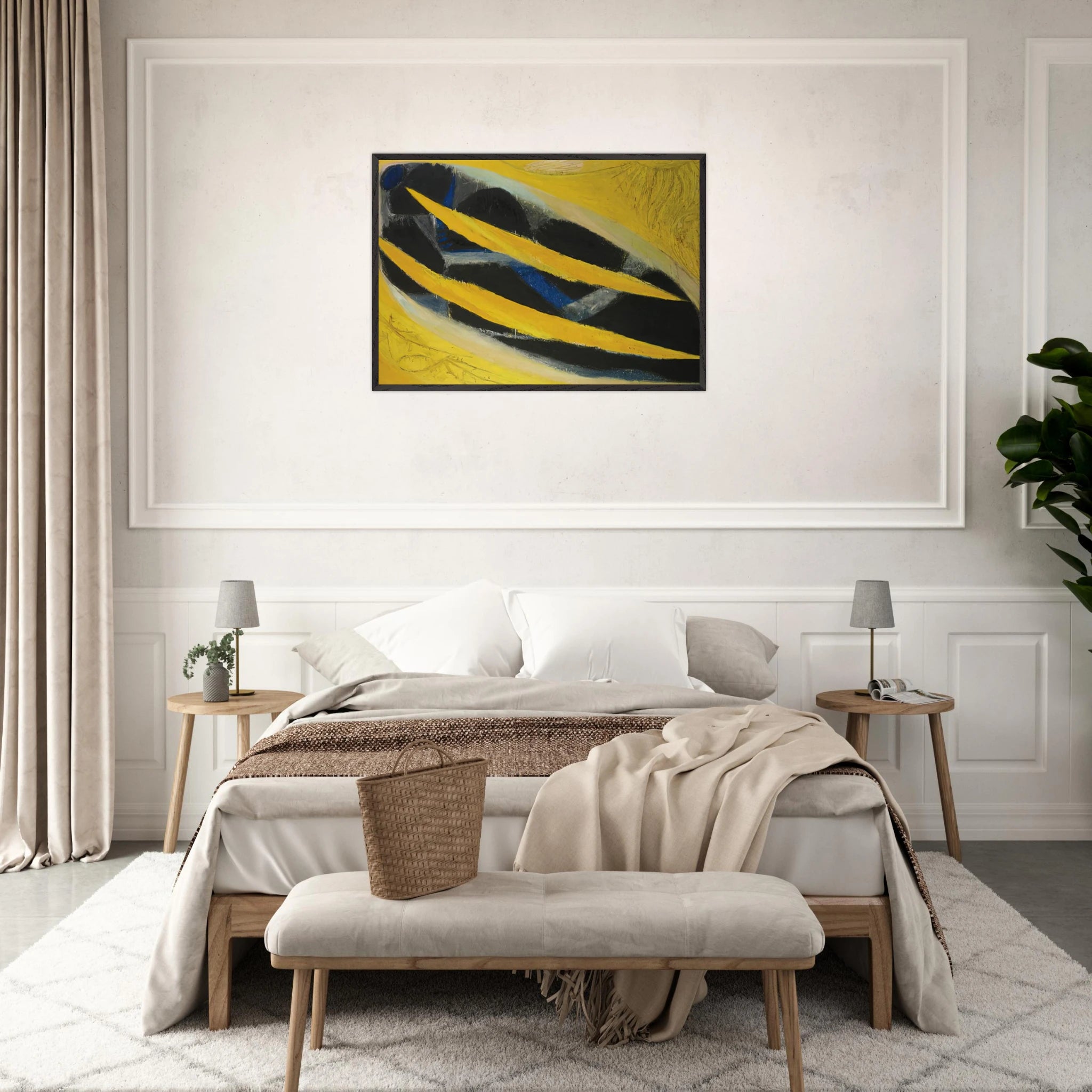 Dark Presence III, Yellow - 1963 - Frank Lobdell Framed Art Print - 70x100 cm / 28x40 inches | Frank Lobdell Framed Poster | Frank Lobdell Framed prints