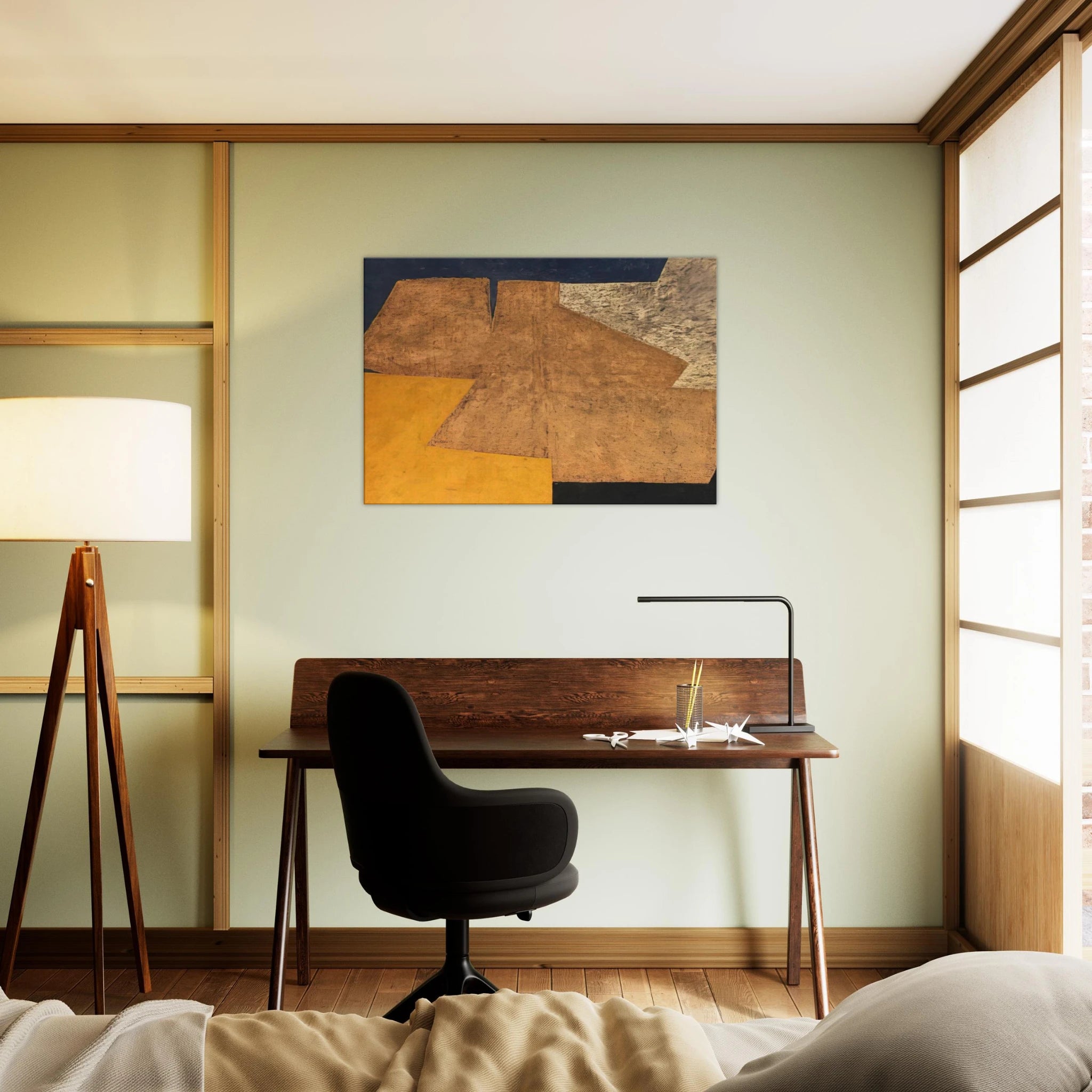 Composition jaune, mauve, bleu et noir La table d'or - 1952 - Serge Poliakoff Canvas - 70x100 cm / 28x40 inches | Serge Poliakoff Wrapped Canvas | Serge Poliakoff Wall Art