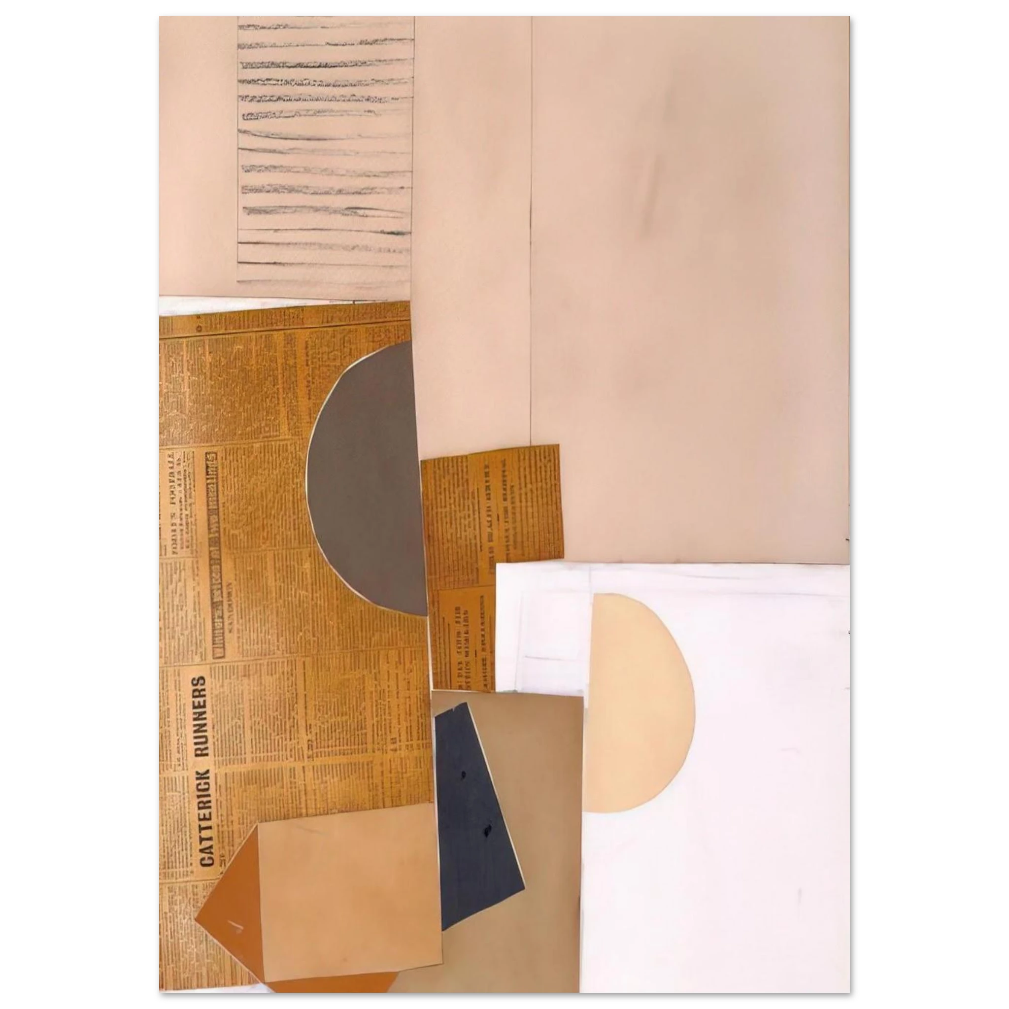 Abstract in White, Grey and Ochre - 1949 - Victor Pasmore Art Print - A0 (84.1 x 118.9  cm) / 33.1 × 46.8 inches | Victor Pasmore Poster | Victor Pasmore Prints