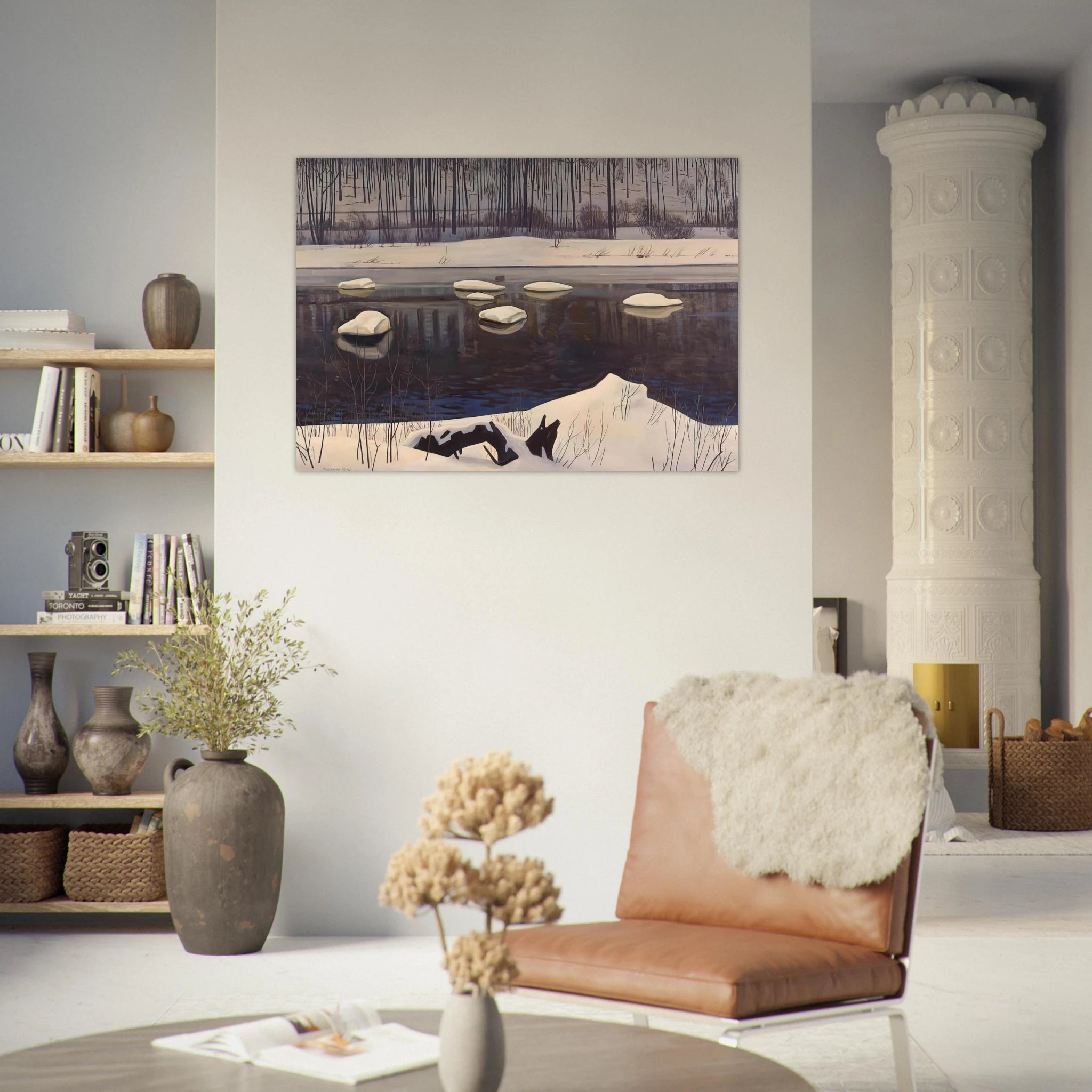 Au Sable River, Winter, Adirondacks - Rockwell Kent Art Print - A0 (84.1 x 118.9  cm) / 33.1 × 46.8 inches | Rockwell Kent Poster | Rockwell Kent Prints