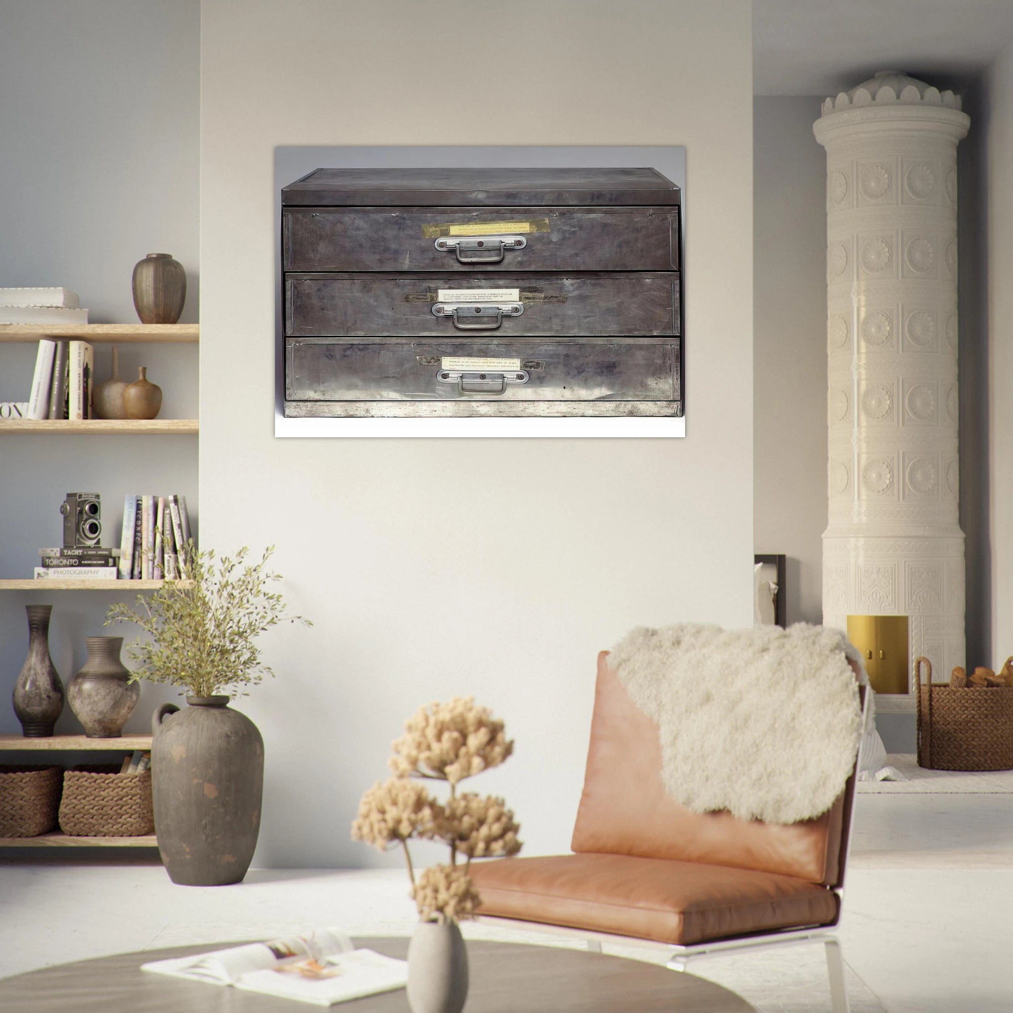 ATTEMPT AT RECREATION THREE DRAWERS 1971 - Christian Boltanski Art Print - A0 (84.1 x 118.9  cm) / 33.1 × 46.8 inches | Christian Boltanski Poster | Christian Boltanski Prints