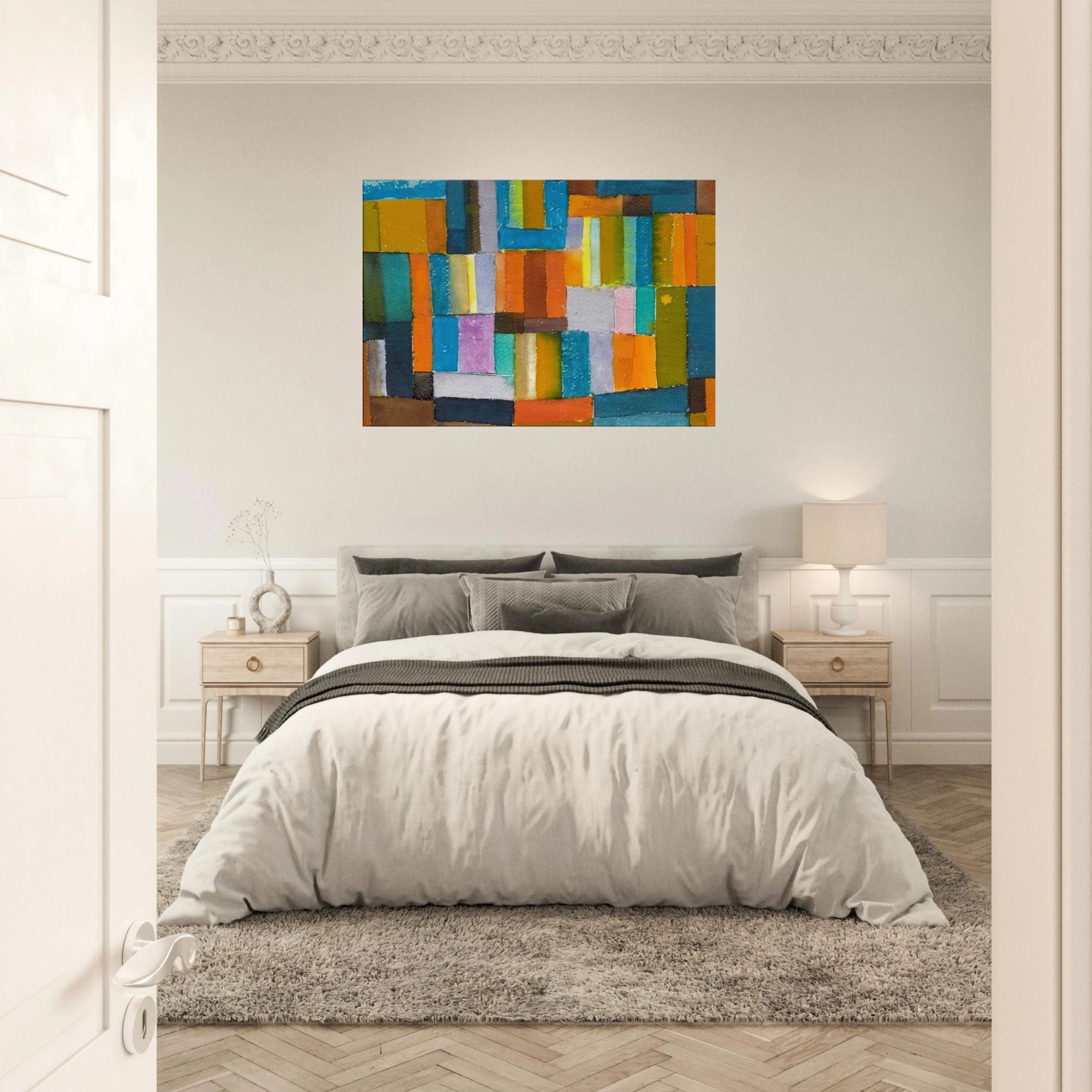 Composition in Orange and Blue-Green - 1957 - Johannes Itten Canvas - 70x100 cm / 28x40 inches | Johannes Itten Wrapped Canvas | Johannes Itten Wall Art