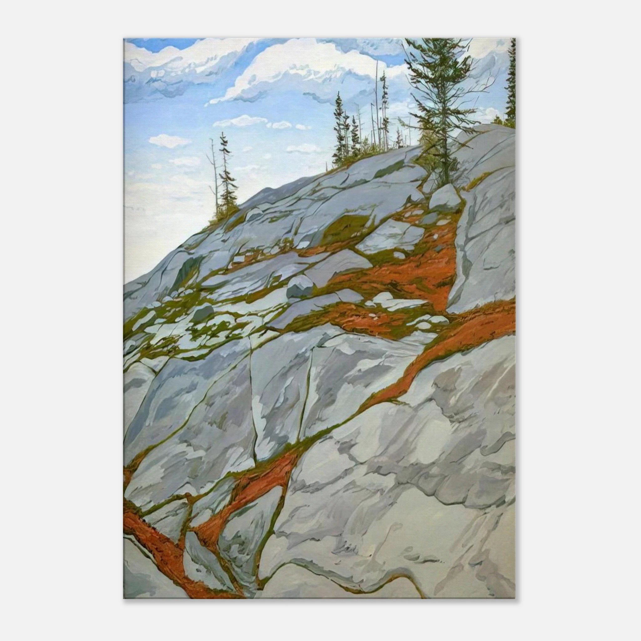 Blueberries in Fissures - 1983 - Neil Welliver Canvas - 70x100 cm / 28x40 inches | Neil Welliver Wrapped Canvas | Neil Welliver Wall Art