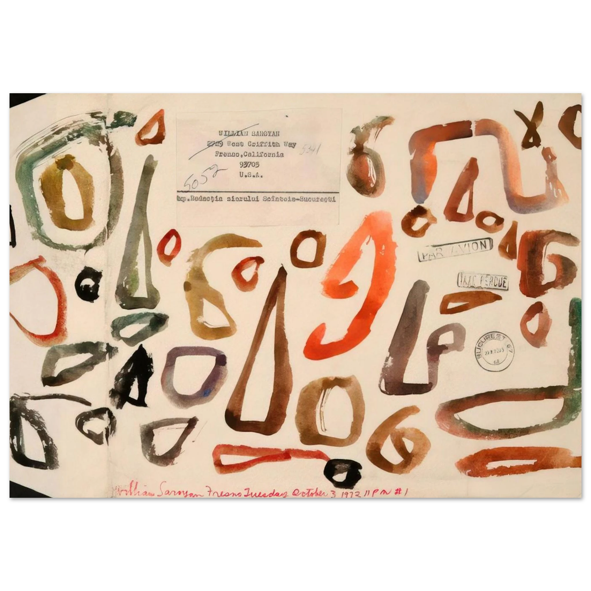 # 1 October 3 1972 - 1972 - William Saroyan Art Print - A0 (84.1 x 118.9  cm) / 33.1 × 46.8 inches | William Saroyan Poster | William Saroyan Prints