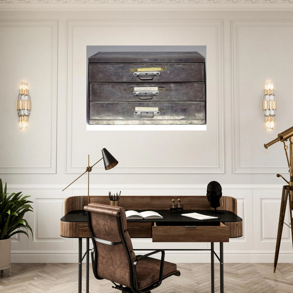 ATTEMPT AT RECREATION THREE DRAWERS 1971 - Christian Boltanski Art Print - A0 (84.1 x 118.9  cm) / 33.1 × 46.8 inches | Christian Boltanski Poster | Christian Boltanski Prints