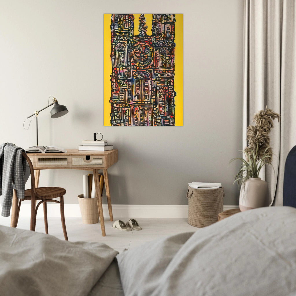 CATHEDRAL IN YELLOW 1961 - Rene Portocarrero Art Print - A0 (84.1 x 118.9  cm) / 33.1 × 46.8 inches | Rene Portocarrero Poster | Rene Portocarrero Prints