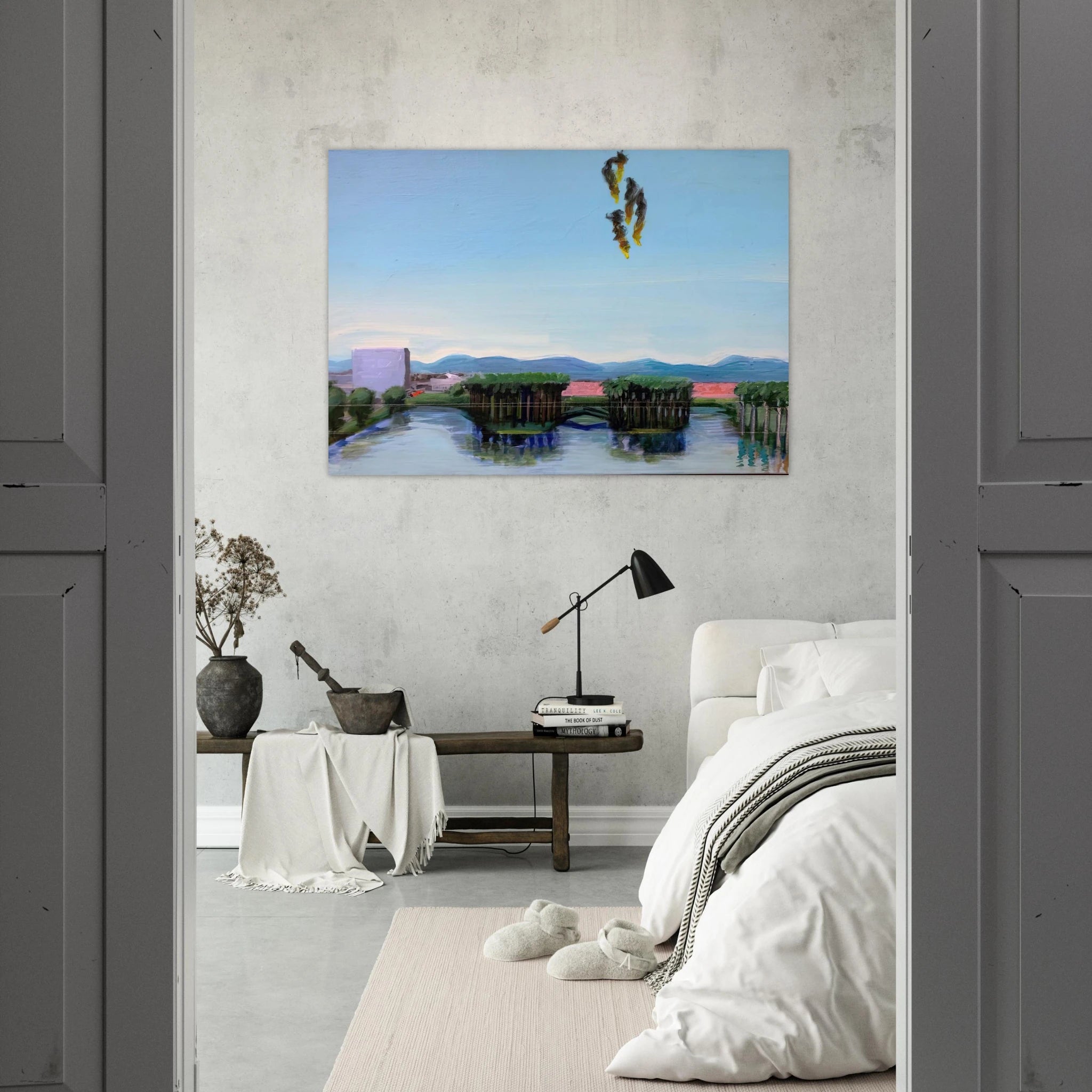 Echo Park Falling Angels - 1974 - Carlos Almaraz Art Print - A0 (84.1 x 118.9  cm) / 33.1 × 46.8 inches | Carlos Almaraz Poster | Carlos Almaraz Prints