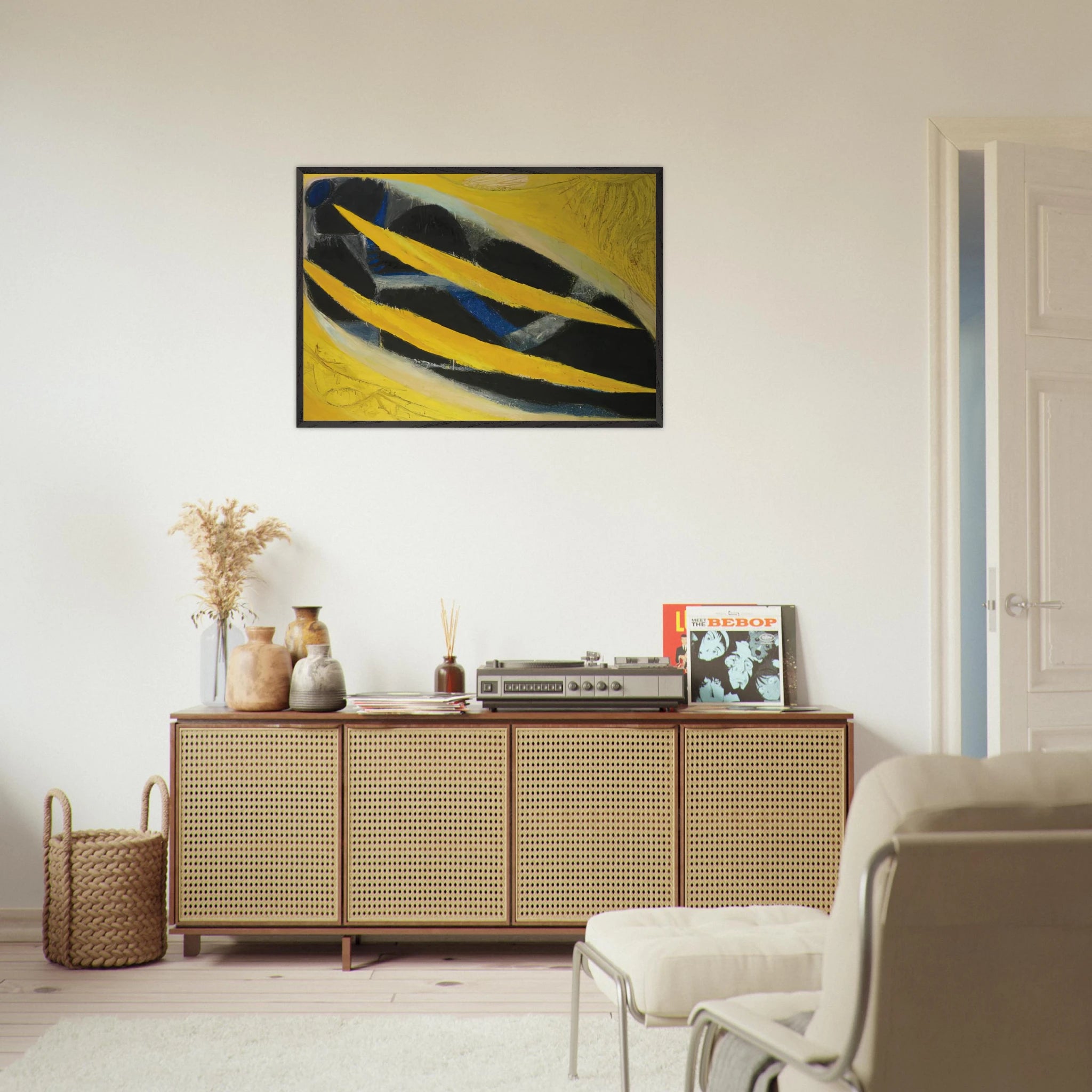 Dark Presence III, Yellow - 1963 - Frank Lobdell Framed Art Print - 70x100 cm / 28x40 inches | Frank Lobdell Framed Poster | Frank Lobdell Framed prints