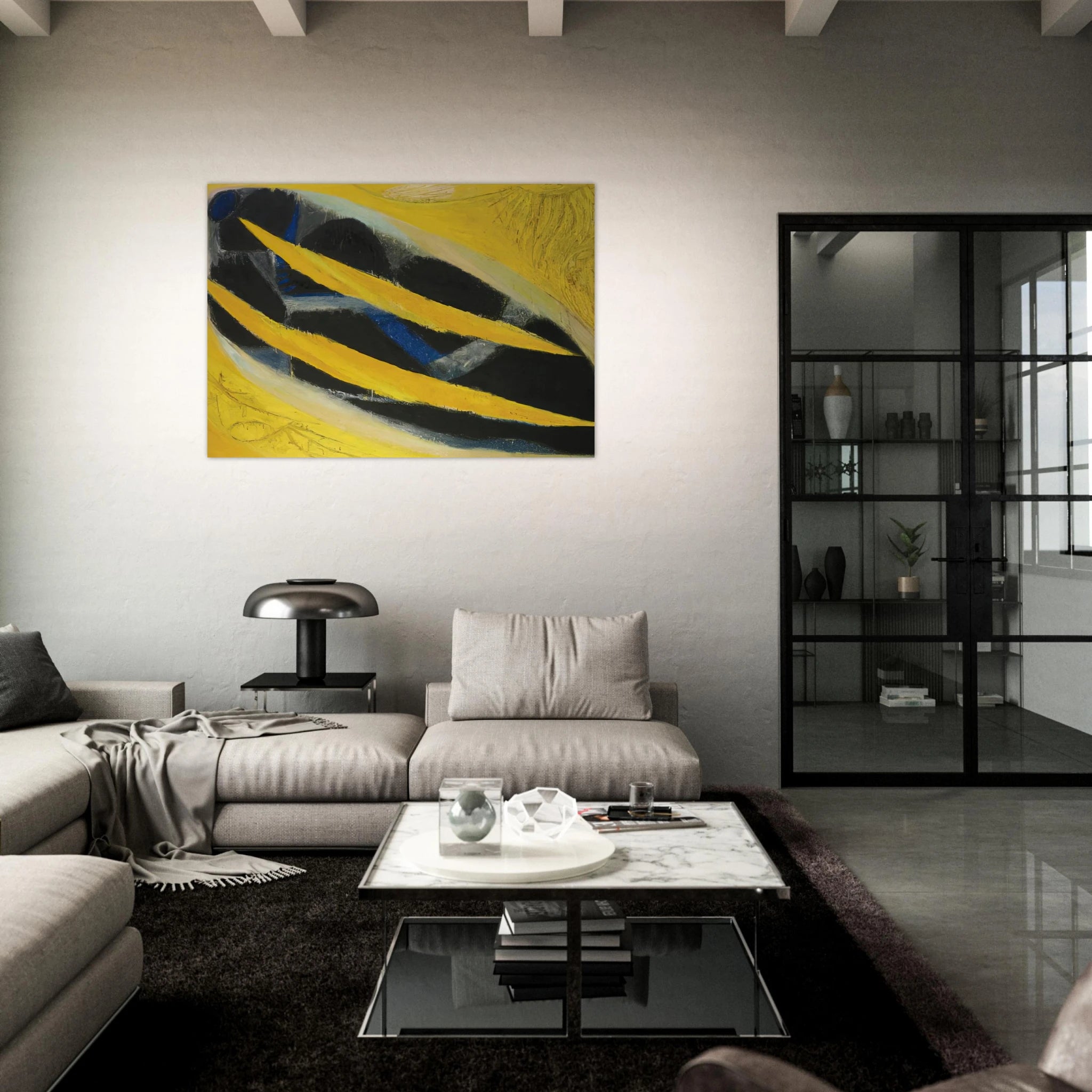 Dark Presence III, Yellow - 1963 - Frank Lobdell Art Print - A0 (84.1 x 118.9  cm) / 33.1 × 46.8 inches | Frank Lobdell Poster | Frank Lobdell Prints